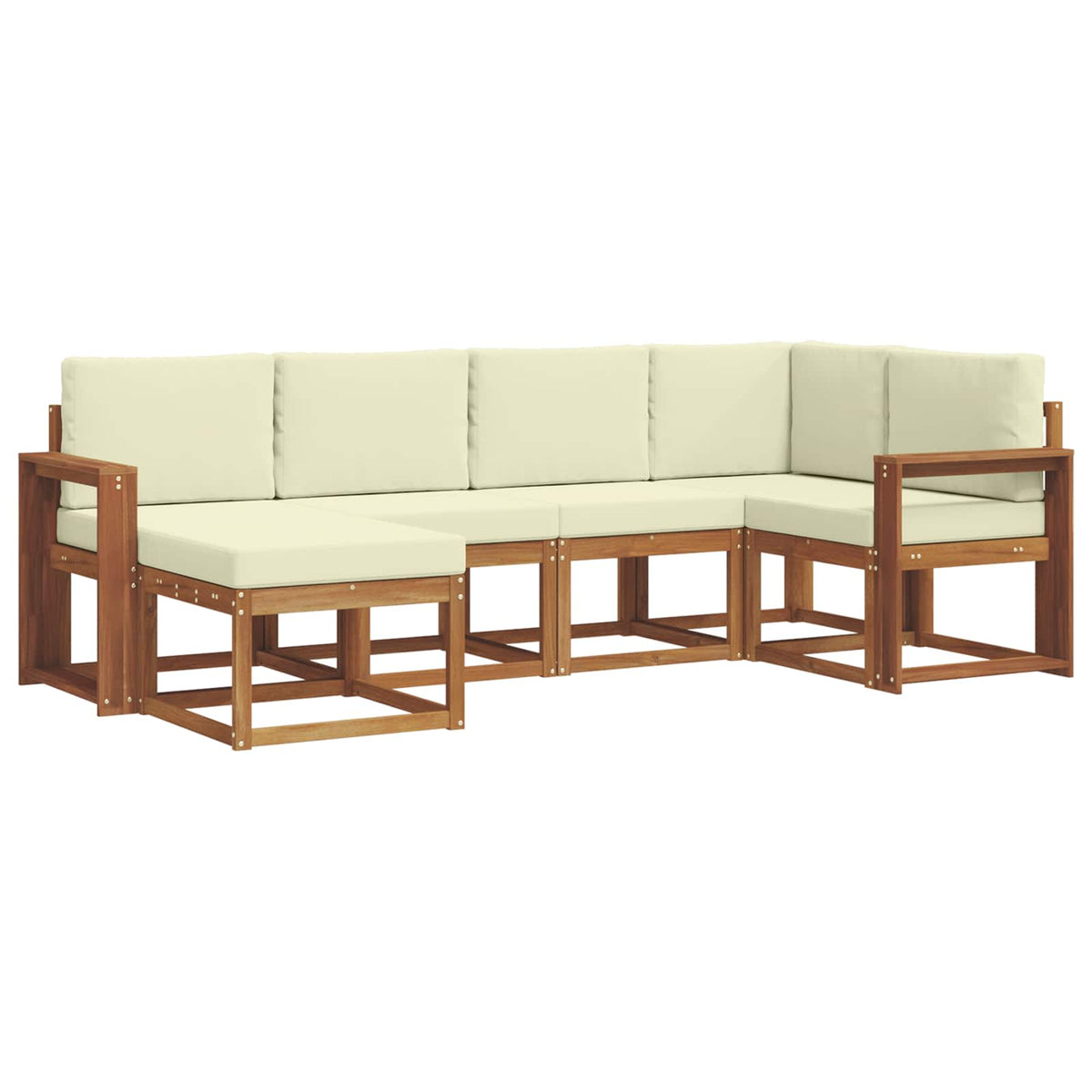 Set vanjskih sofa 6 kom. Prirodna i krem Smeđa 255 x 132,5 x 73 cm