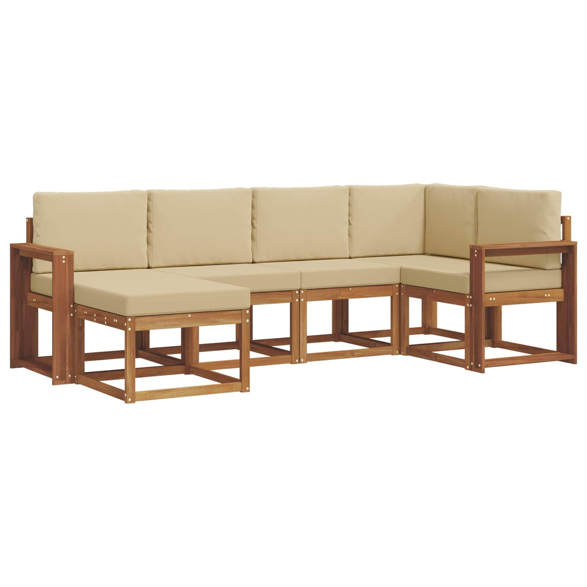 Set vanjskih sofa 6 kom. Prirodna i bež Smeđa 255 x 132,5 x 73 cm