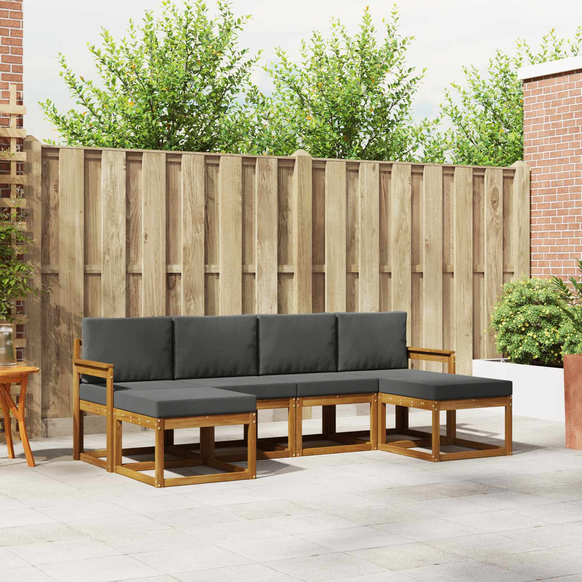 Set vanjskih sofa 6 kom. Prirodna i antracit Smeđa 249 x 122,5 x 73 cm