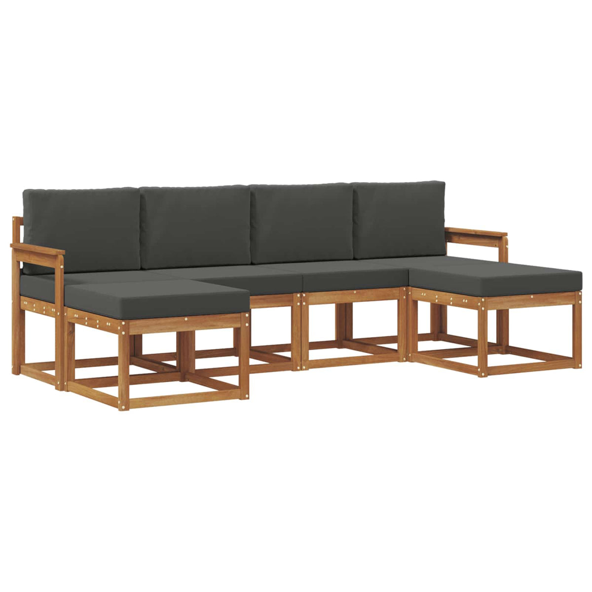 Set vanjskih sofa 6 kom. Prirodna i antracit Smeđa 249 x 122,5 x 73 cm