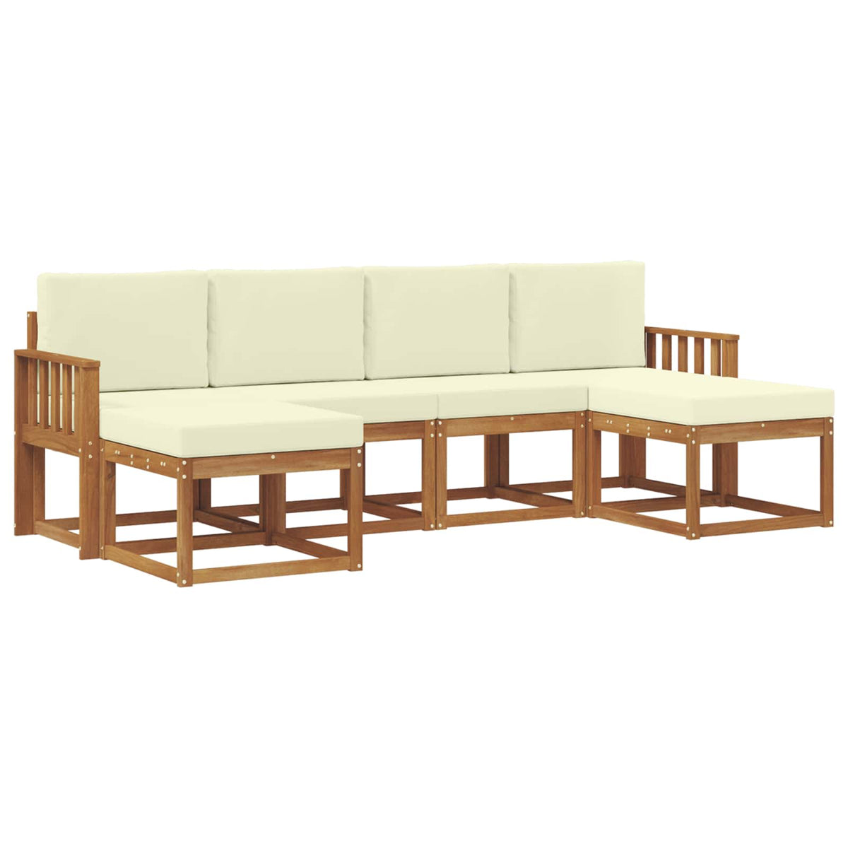 Set vanjskih sofa 6 kom. Prirodna i krem Smeđa 249 x 122,5 x 73 cm