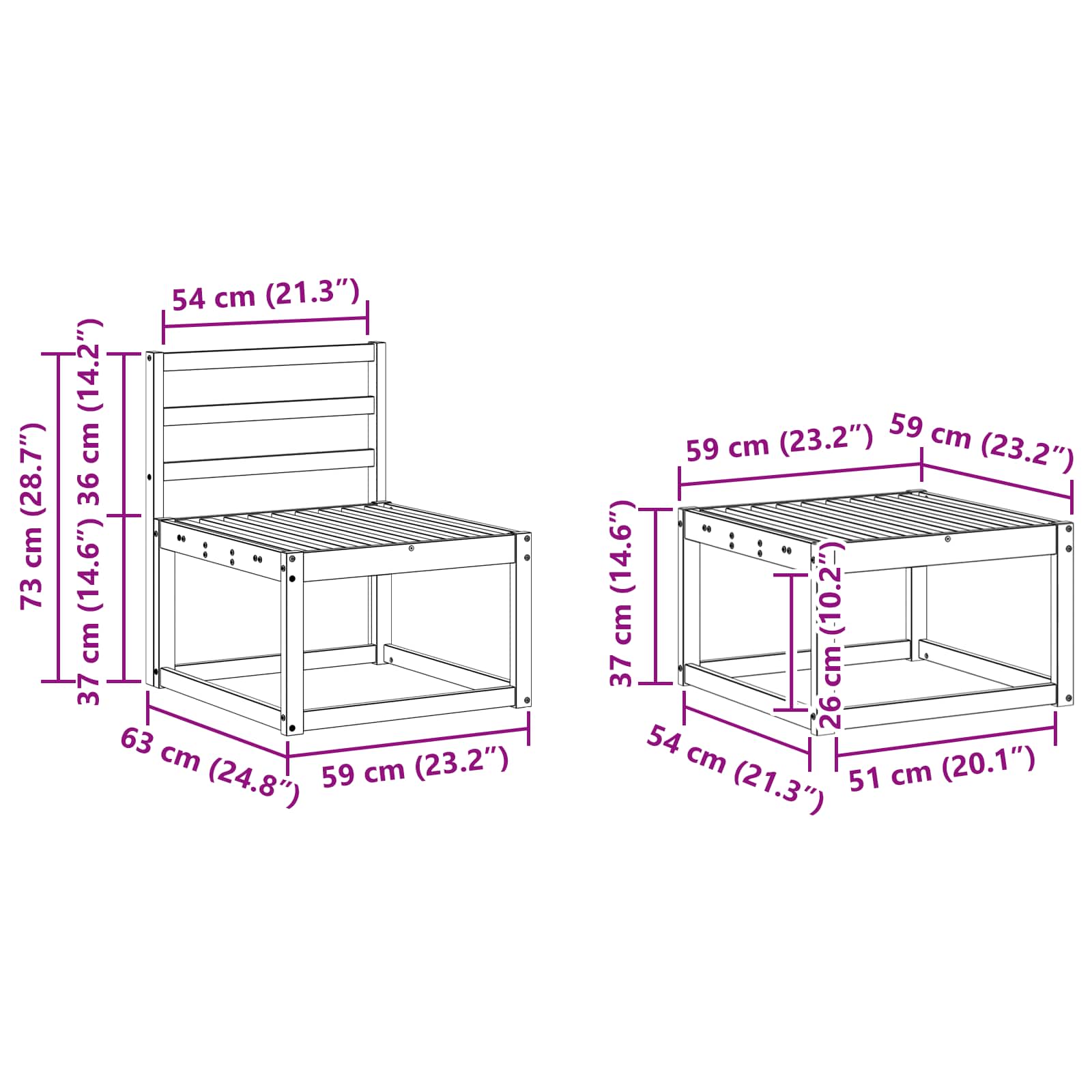 Set vanjskih sofa 6 pcs Prirodna Konstruirano drvo
