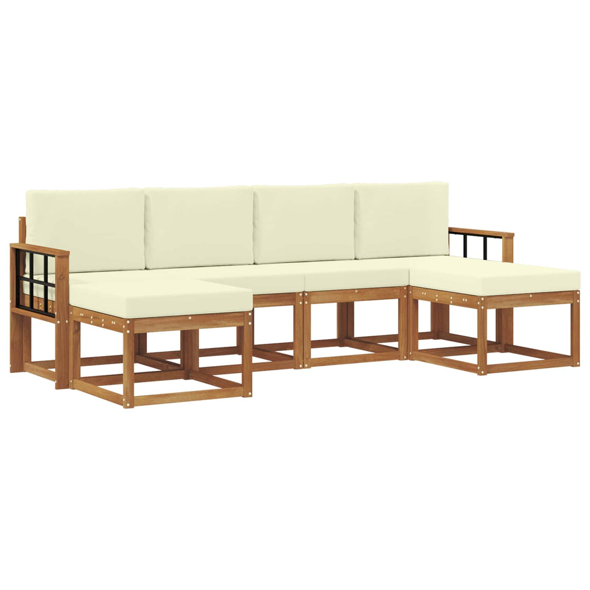 Set vanjskih sofa 6 kom. Prirodna i krem Smeđa 249 x 122,5 x 73 cm