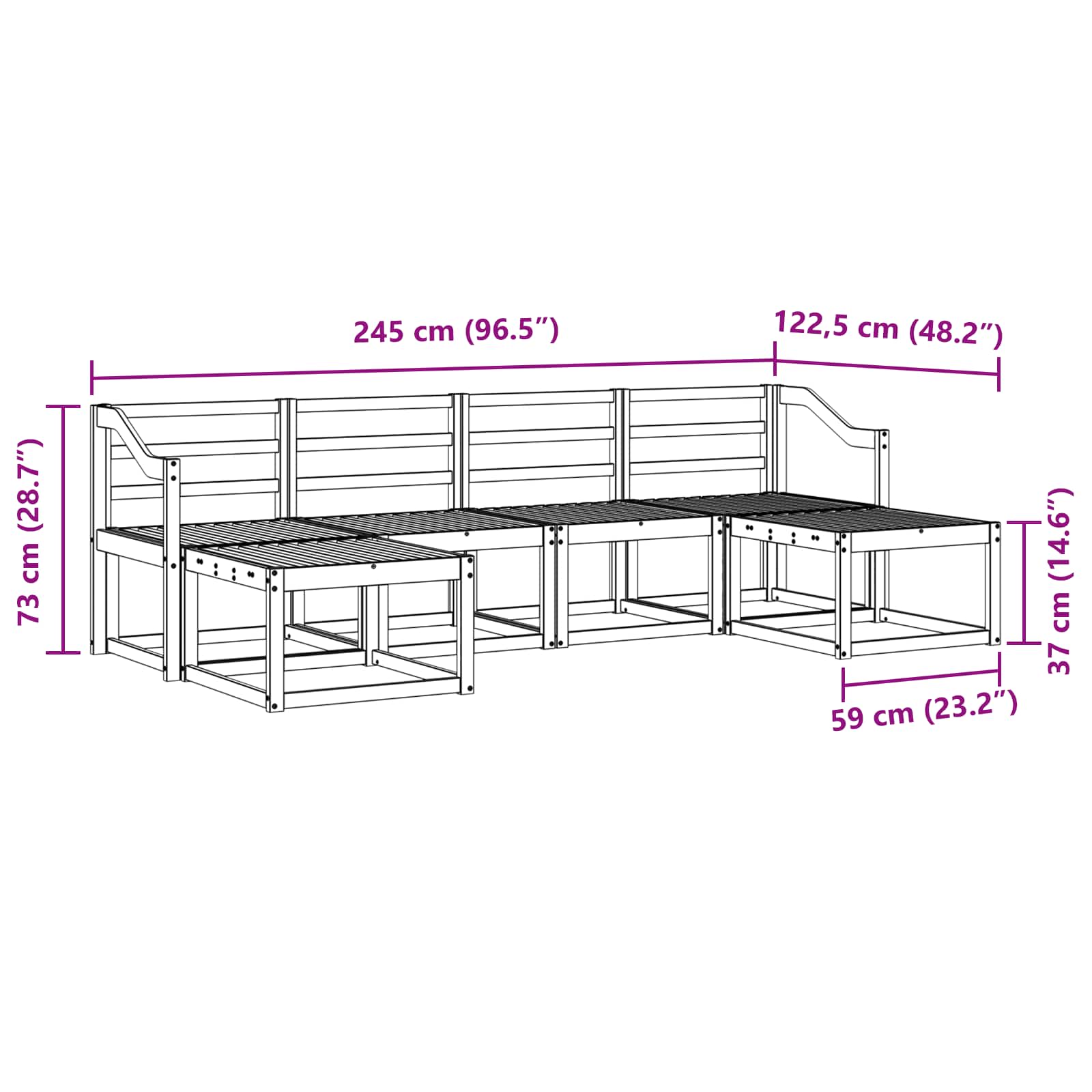 Set vanjskih sofa 6 pcs Prirodna Konstruirano drvo