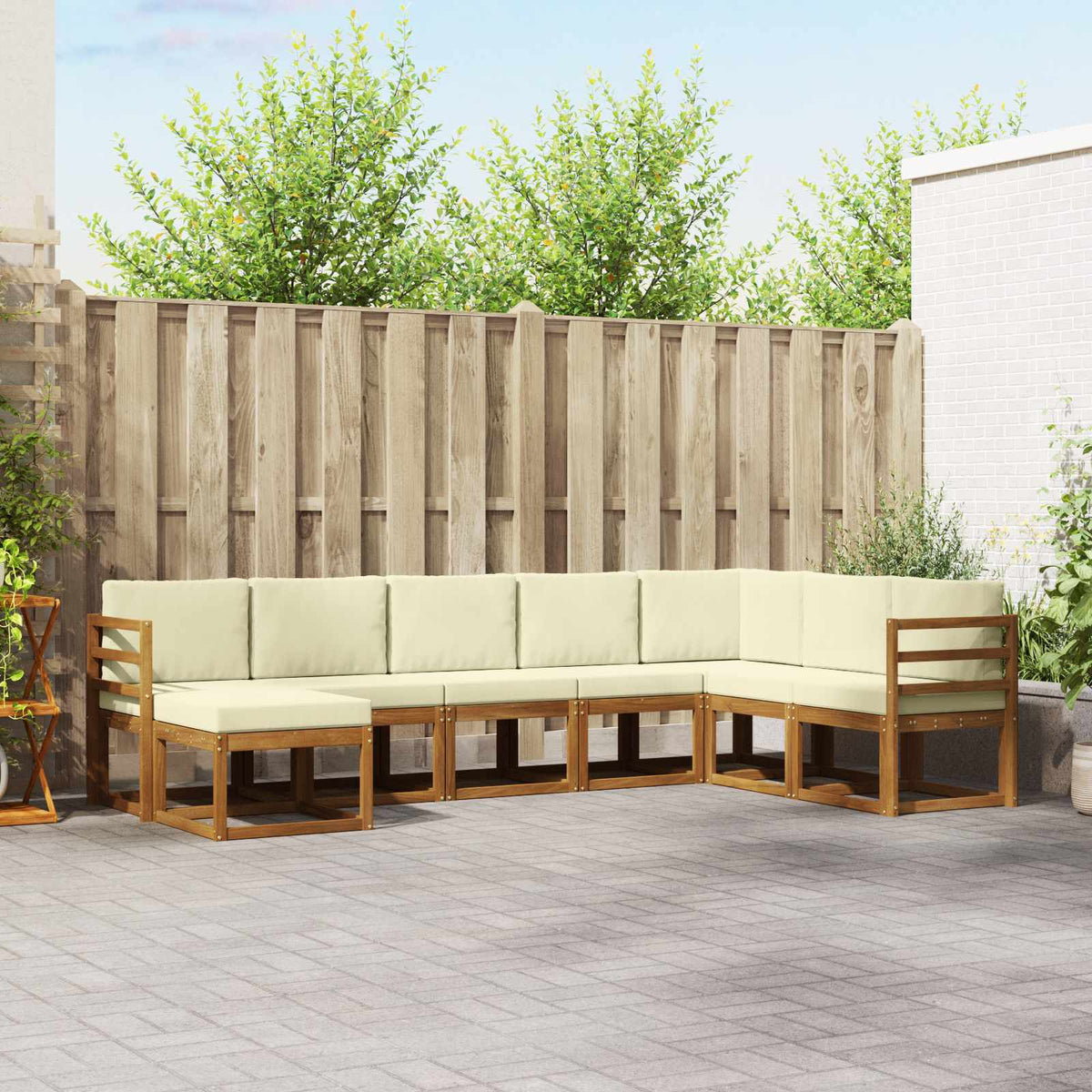 Set vanjskih sofa 8 kom. Prirodna i krem Smeđa 304 x 185,5 x 73 cm
