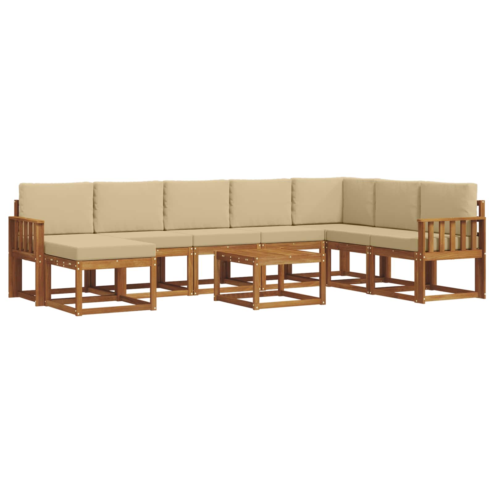 Set vanjskih sofa s jastukom 9 pcs Prirodna i bež