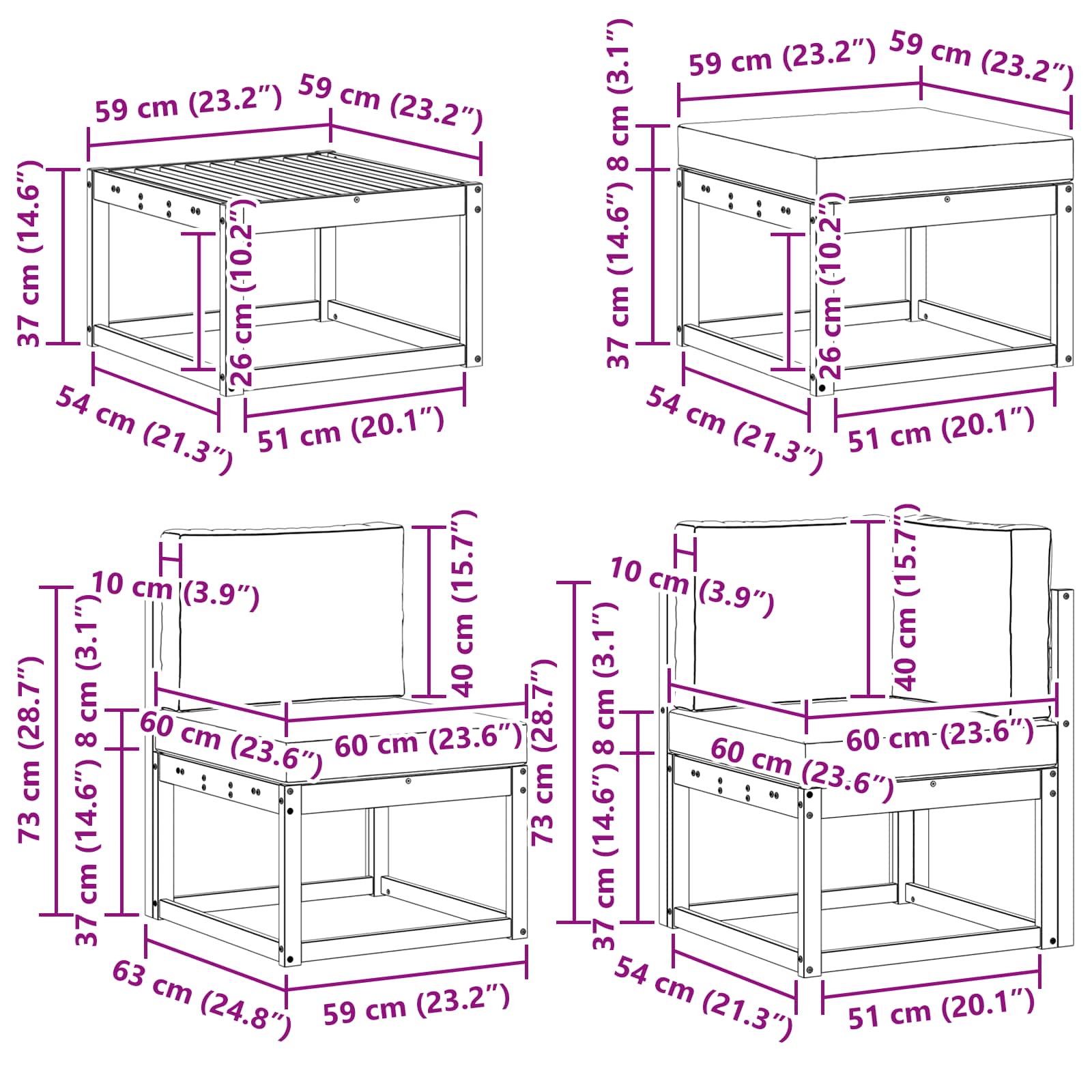 Set vanjskih sofa s jastukom 9 pcs Prirodna i bež