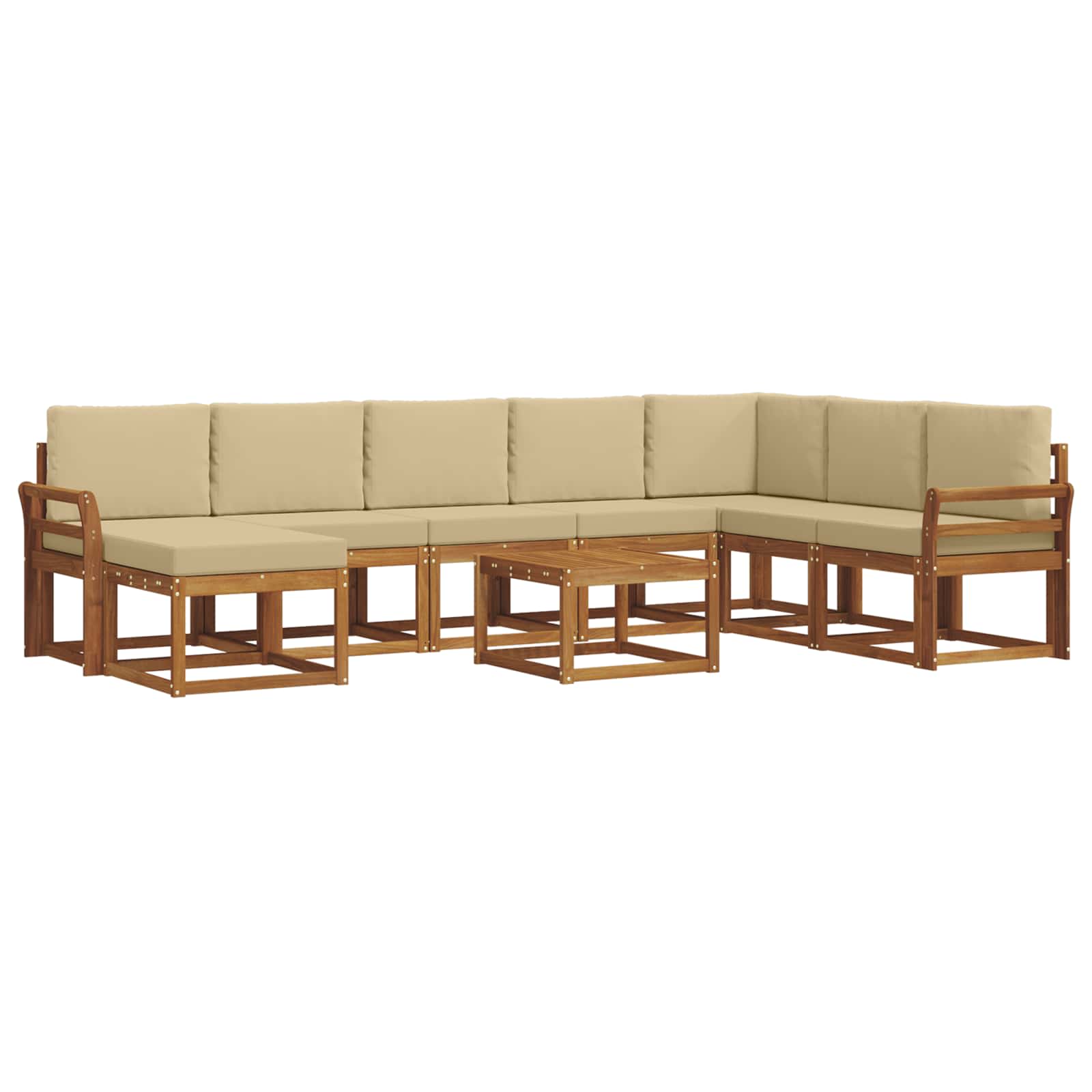 Set vanjskih sofa s jastukom 9 pcs Prirodna i bež
