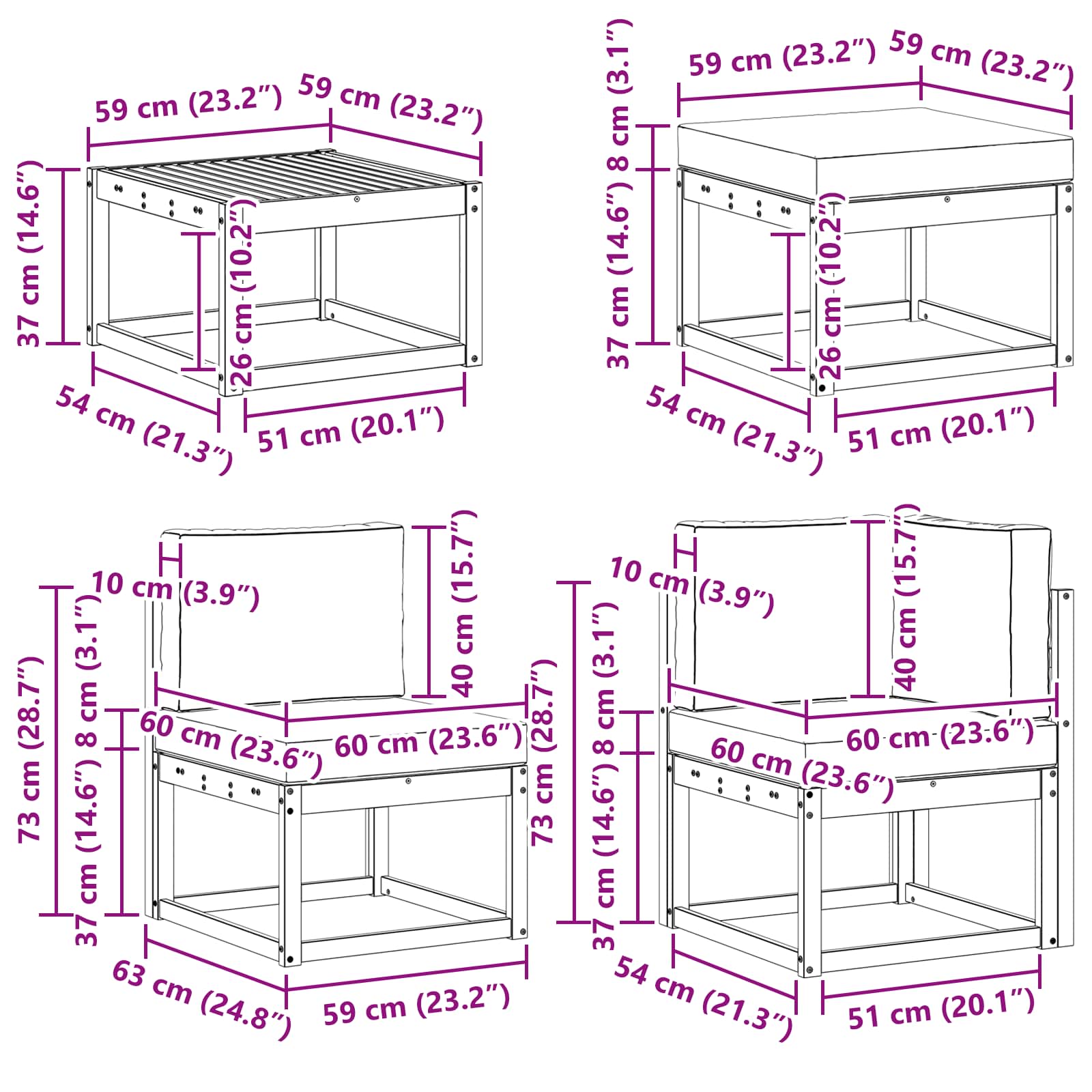 Set vanjskih sofa s jastukom 9 pcs Prirodna i bež