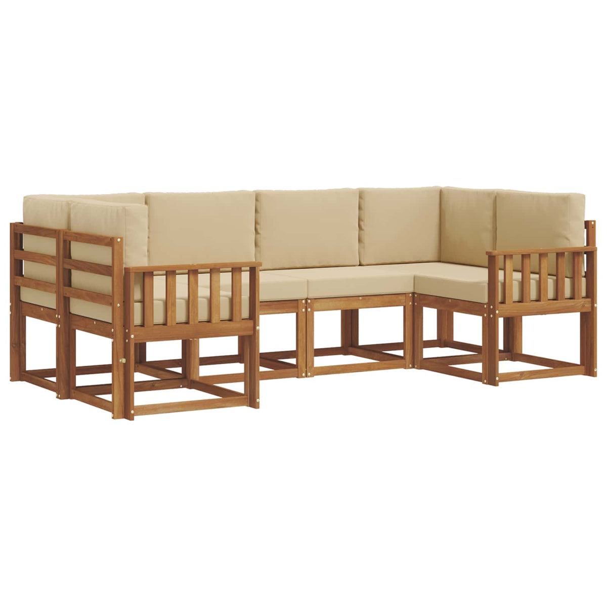 Set vanjskih sofa 6 kom. Prirodna i bež Smeđa 245 x 128,5 x 73 cm