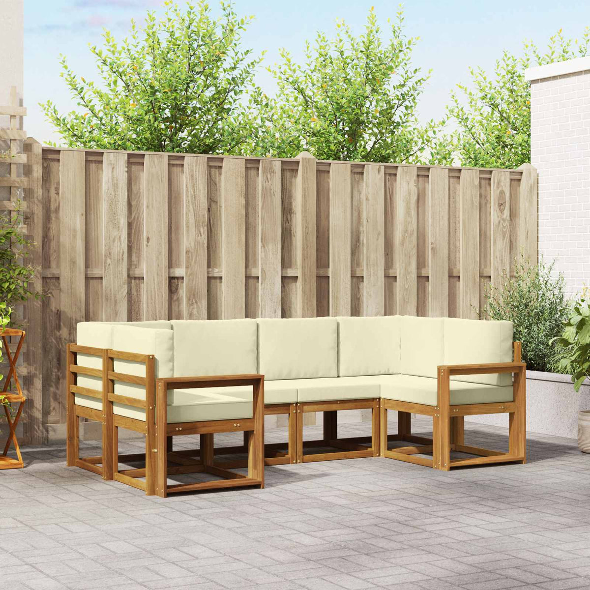 Set vanjskih sofa 6 kom. Prirodna i krem Smeđa 245 x 132,5 x 73 cm
