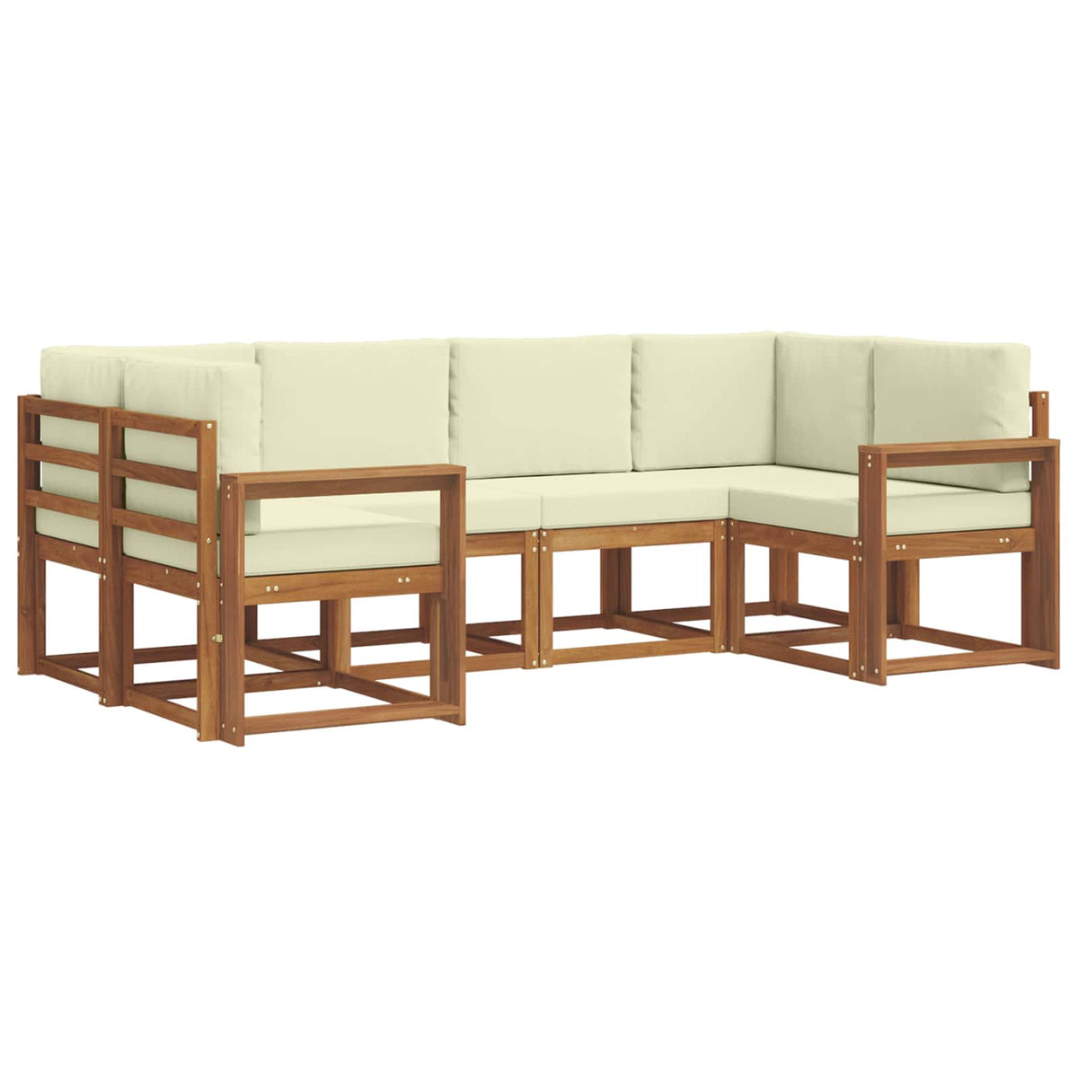 Set vanjskih sofa 6 kom. Prirodna i krem Smeđa 245 x 132,5 x 73 cm