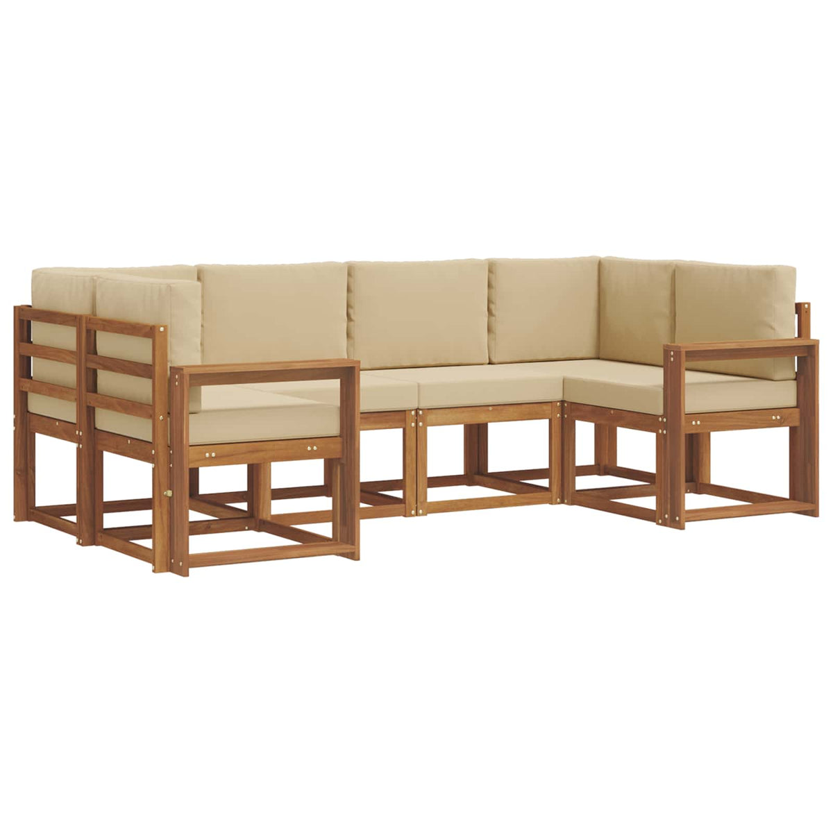 Set vanjskih sofa 6 kom. Prirodna i bež Smeđa 245 x 132,5 x 73 cm