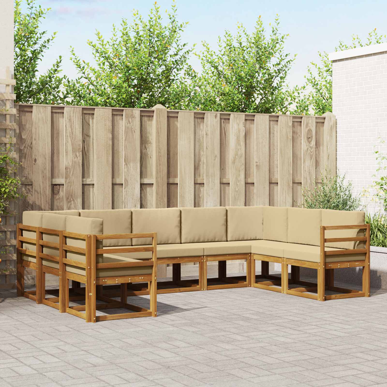 Set vanjskih sofa s jastukom 9 pcs Prirodna i bež