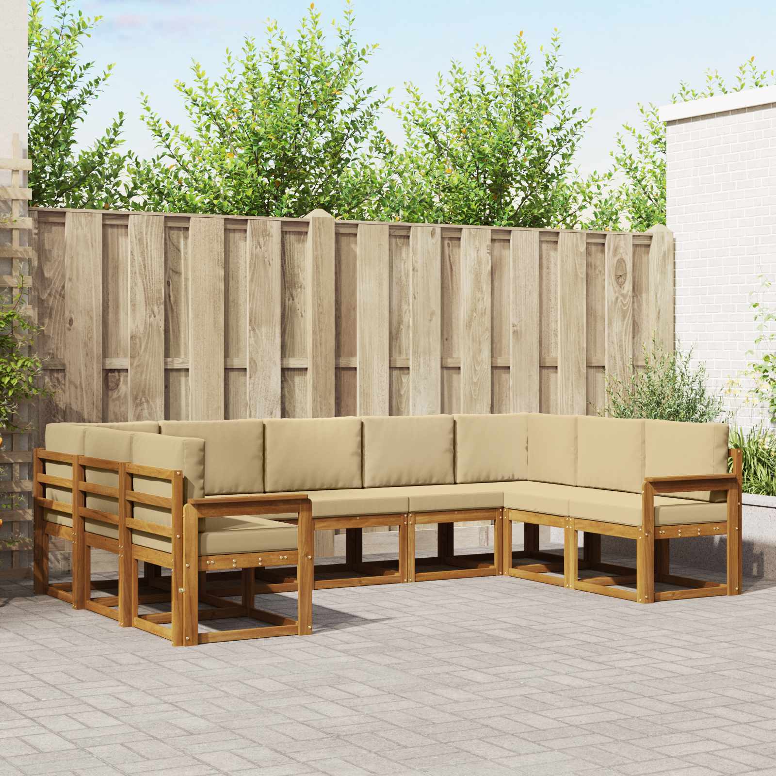 Set vanjskih sofa s jastukom 9 pcs Prirodna i bež