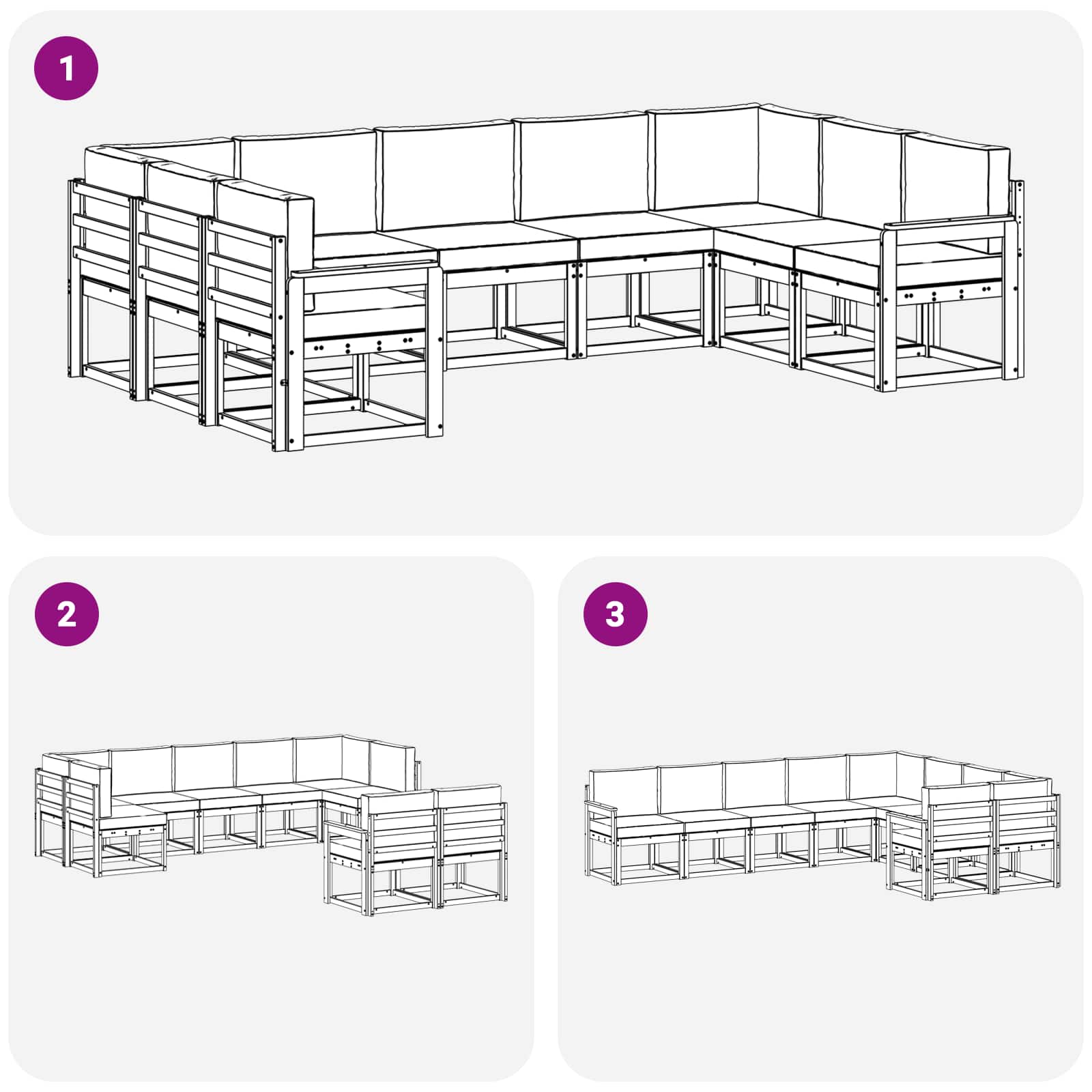 Set vanjskih sofa s jastukom 9 pcs Prirodna i bež