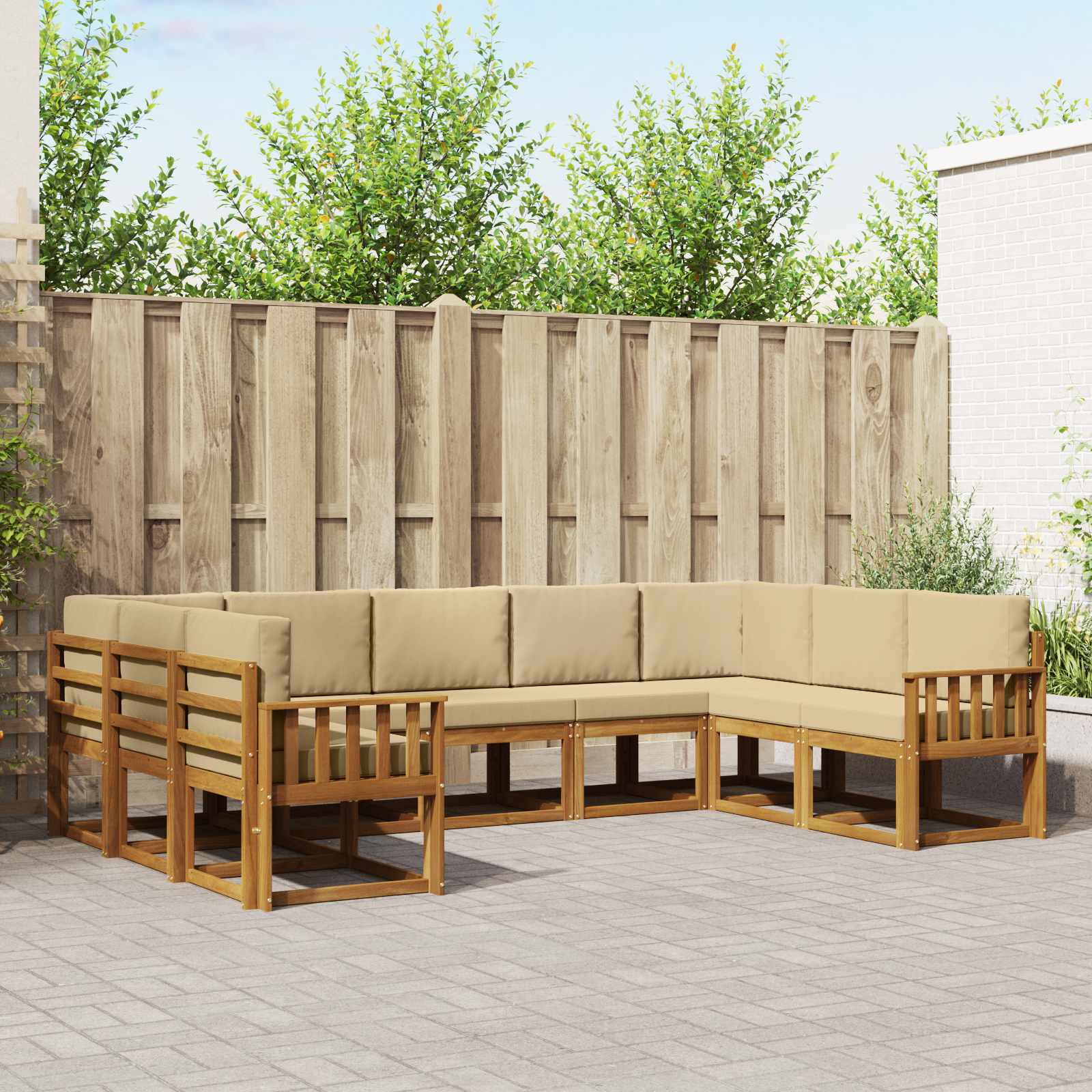 Set vanjskih sofa s jastukom 9 pcs Prirodna i bež