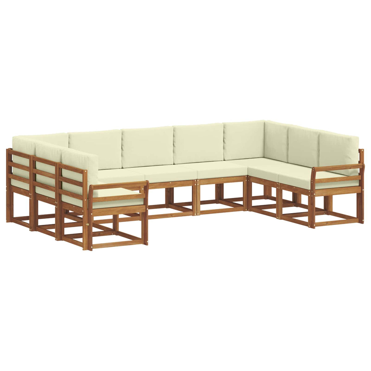 Set vanjskih sofa 9 kom. Prirodna i krem Smeđa 304 x 190,5 x 73 cm