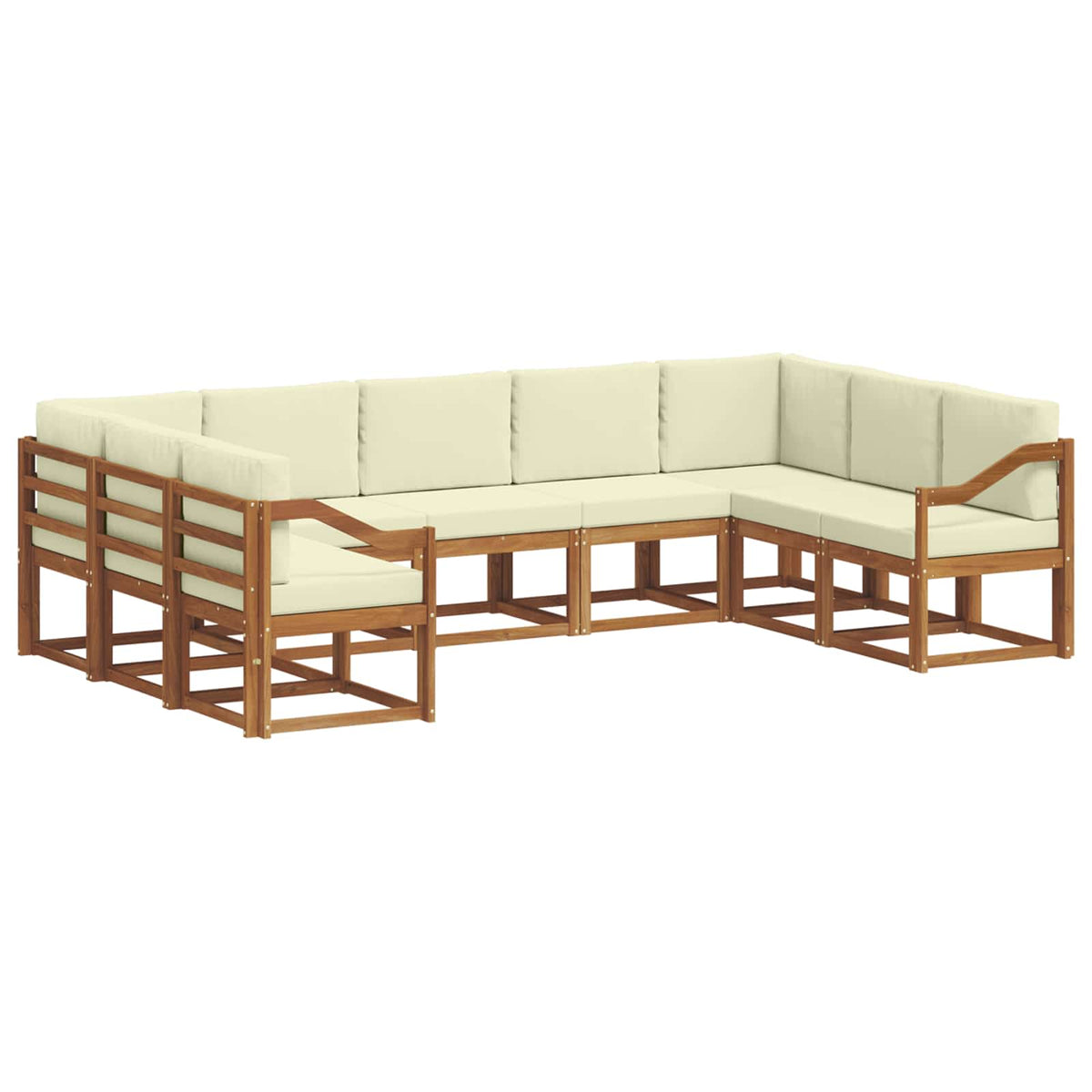 Set vanjskih sofa 9 kom. Prirodna i krem Smeđa 304 x 185,5 x 73 cm