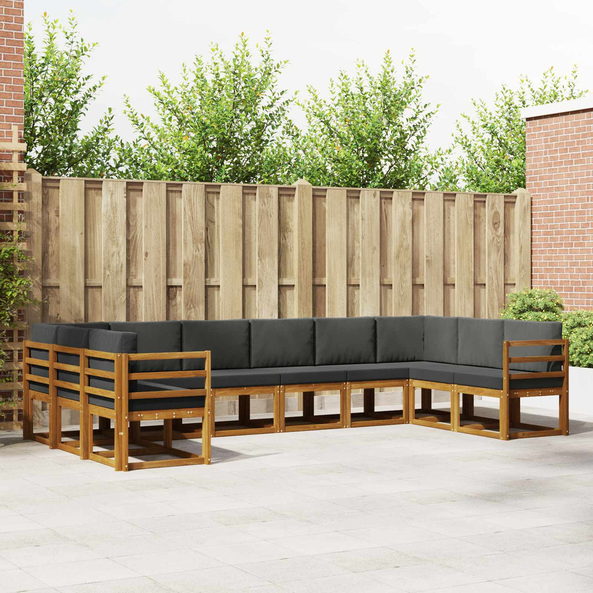 Set vanjskih sofa 10 kom. Prirodna i antracit Smeđa 363 x 185,5 x 73 cm