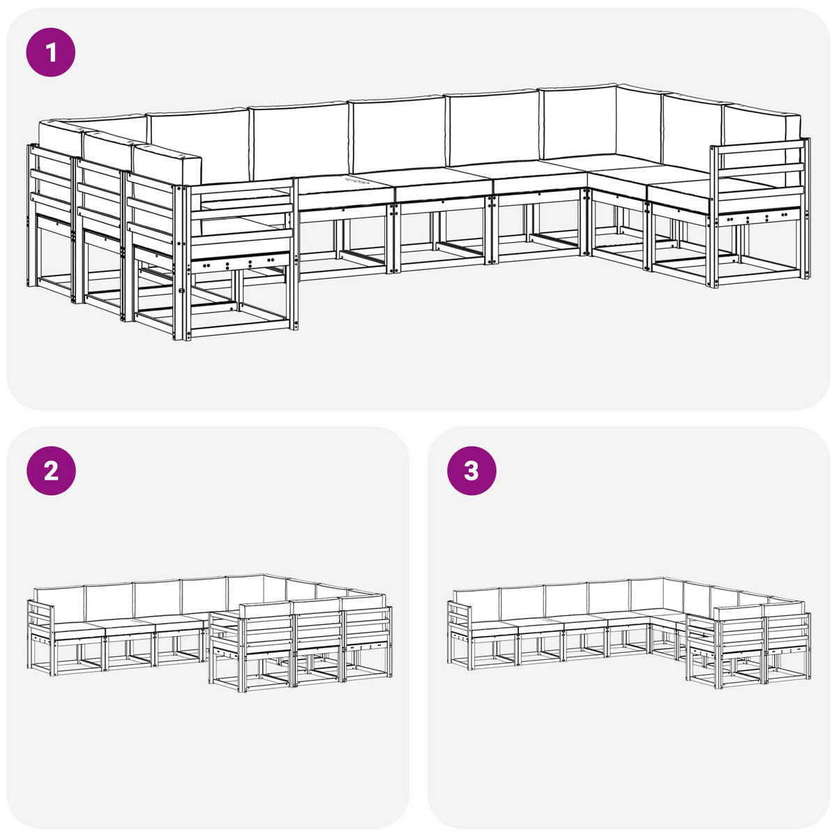 Set vanjskih sofa 10 kom. Prirodna i antracit Smeđa 363 x 185,5 x 73 cm