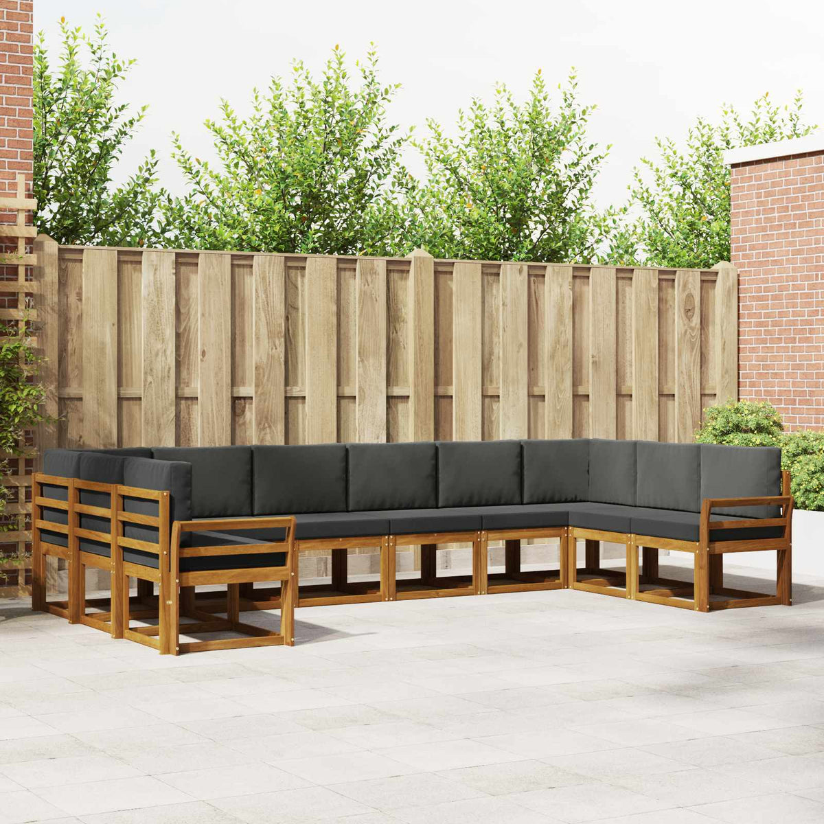 Set vanjskih sofa 10 kom. Prirodna i antracit Smeđa 363 x 190 x 73 cm