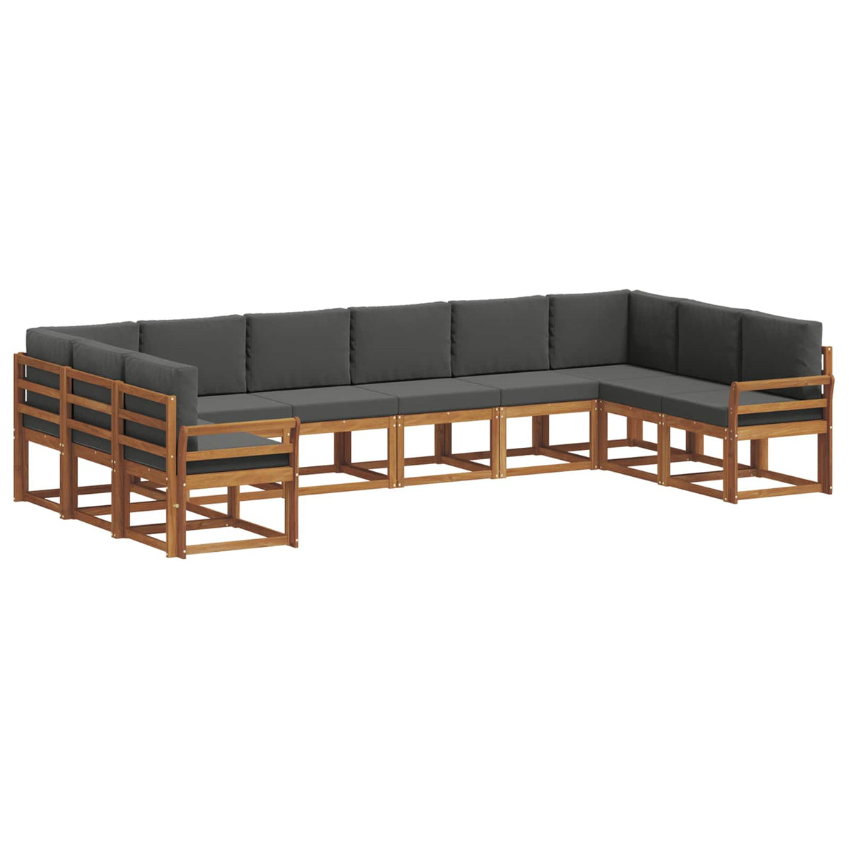 Set vanjskih sofa 10 kom. Prirodna i antracit Smeđa 363 x 190 x 73 cm