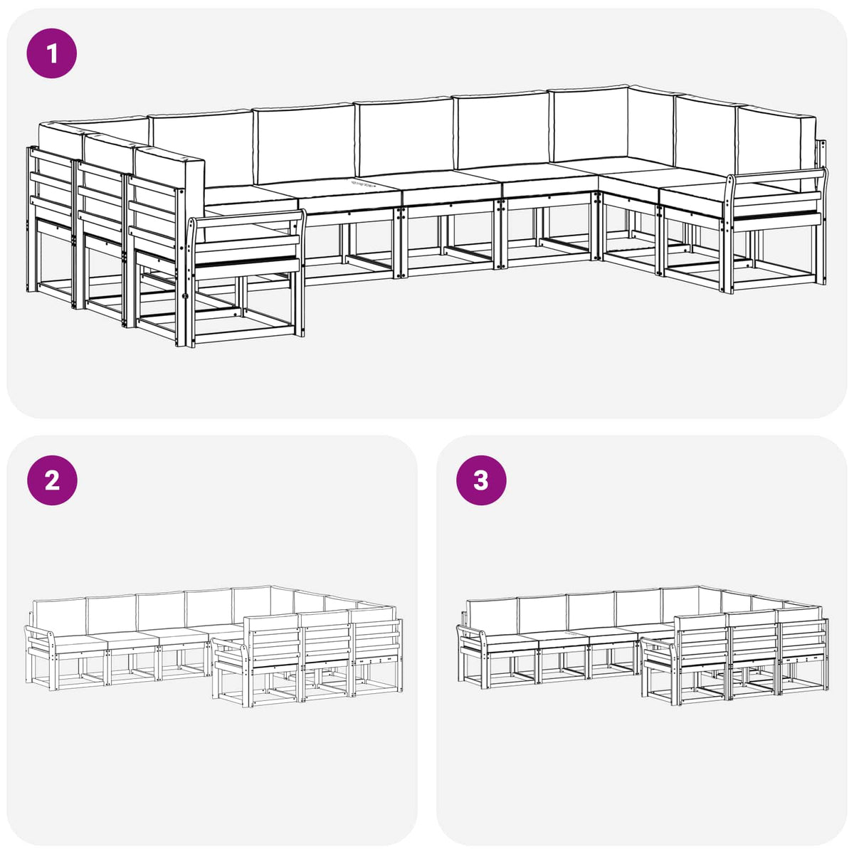 Set vanjskih sofa 10 kom. Prirodna i antracit Smeđa 363 x 190 x 73 cm
