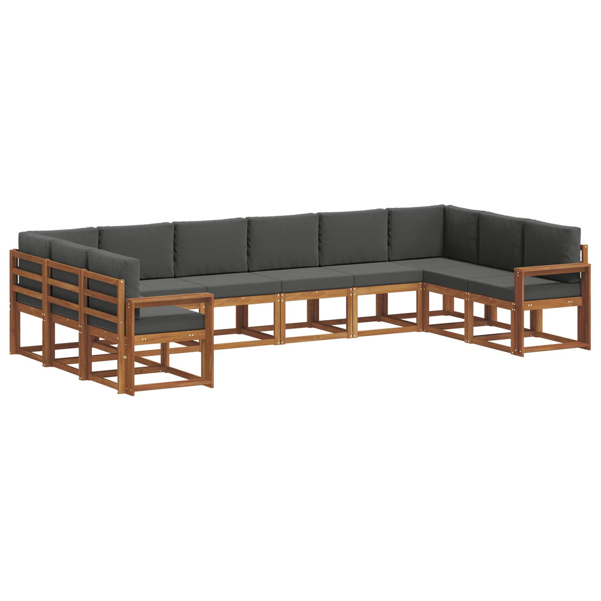 Set vanjskih sofa 10 kom. Prirodna i antracit Smeđa 363 x 191,5 x 73 cm