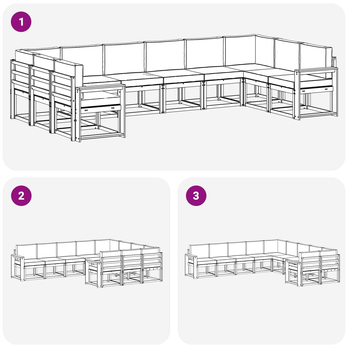 Set vanjskih sofa 10 kom. Prirodna i antracit Smeđa 363 x 191,5 x 73 cm