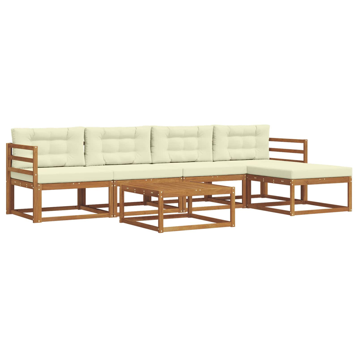 Set vanjskih sofa 6 kom. Prirodna i krem Smeđa 79 x 79 x 37 cm