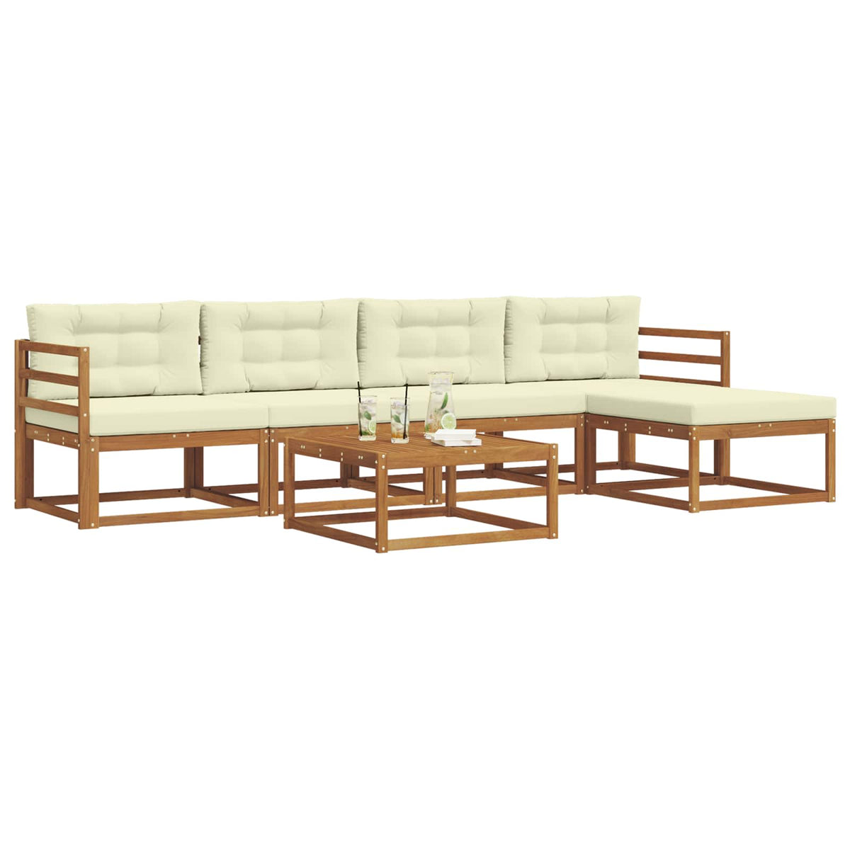 Set vanjskih sofa 6 kom. Prirodna i krem Smeđa 79 x 79 x 37 cm