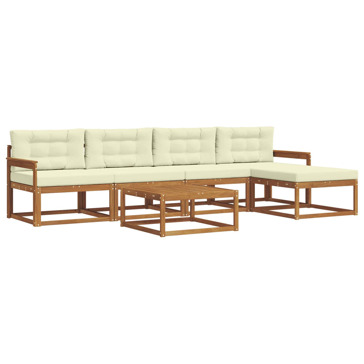 Set vanjskih sofa 6 kom. Prirodna i krem Smeđa 79 x 79 x 37 cm