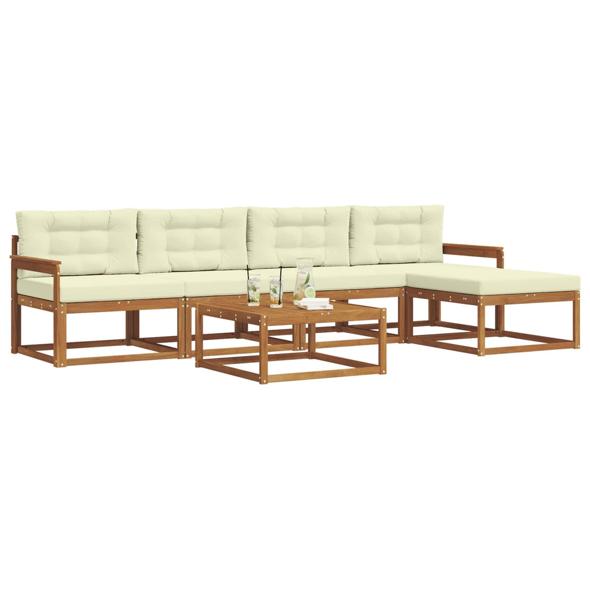 Set vanjskih sofa 6 kom. Prirodna i krem Smeđa 79 x 79 x 37 cm