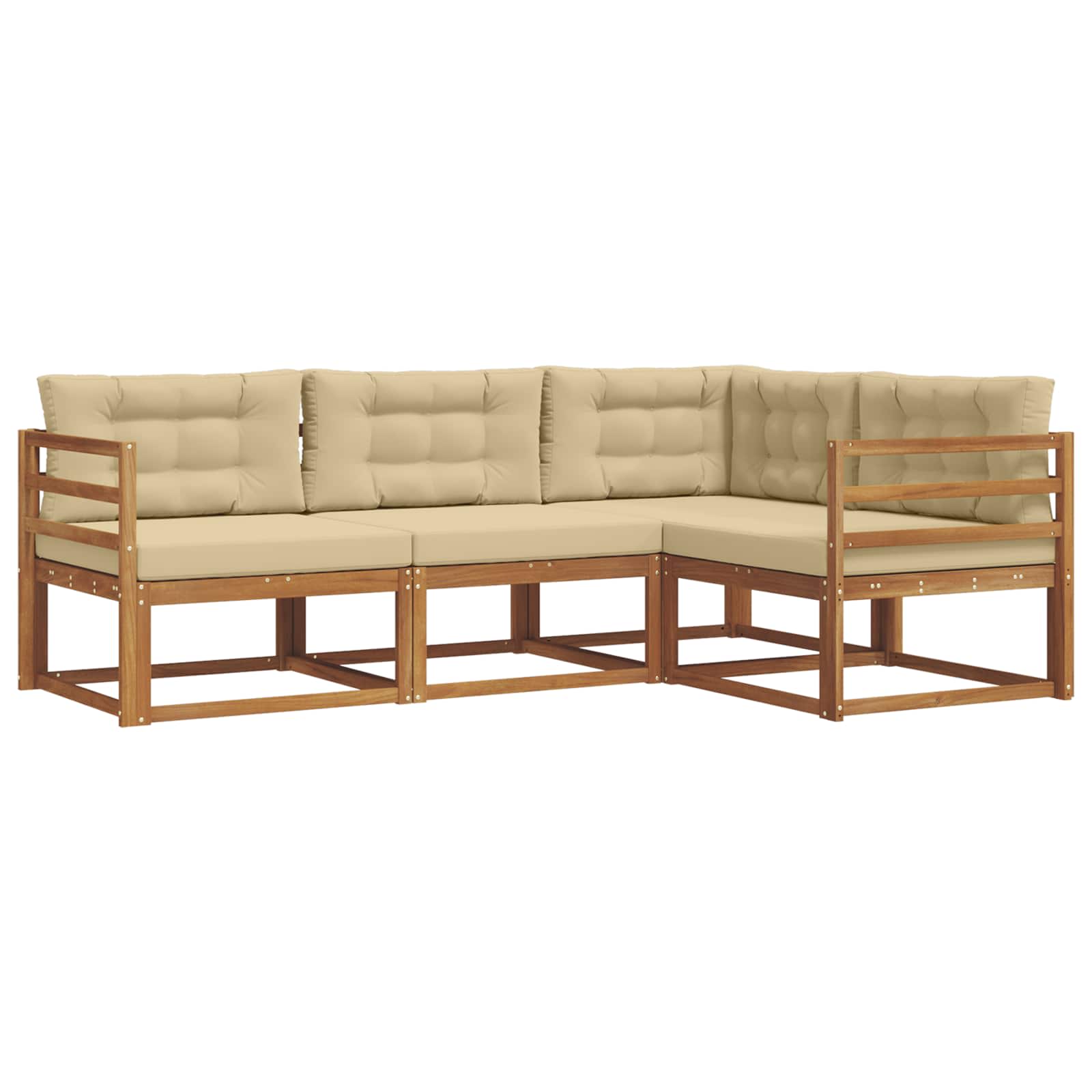 Set vanjskih sofa s jastukom 4 pcs Prirodna i bež