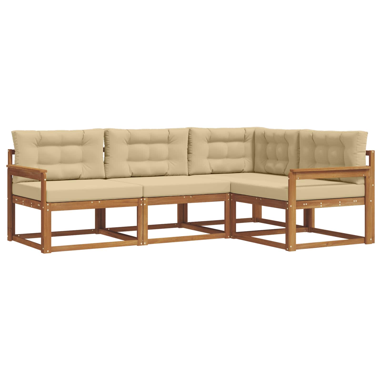 Set vanjskih sofa s jastukom 4 pcs Prirodna i bež