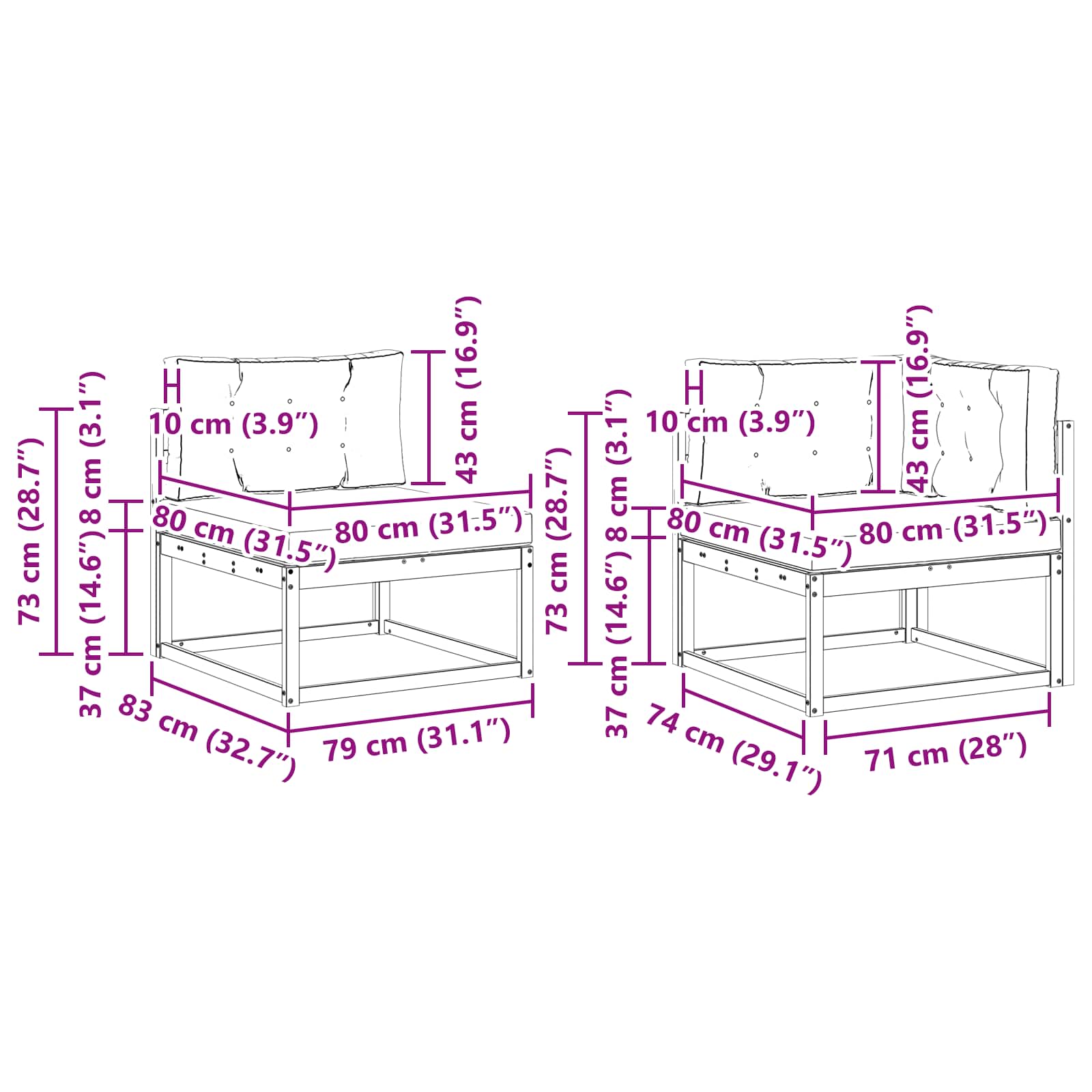 Set vanjskih sofa s jastukom 4 pcs Prirodna i bež