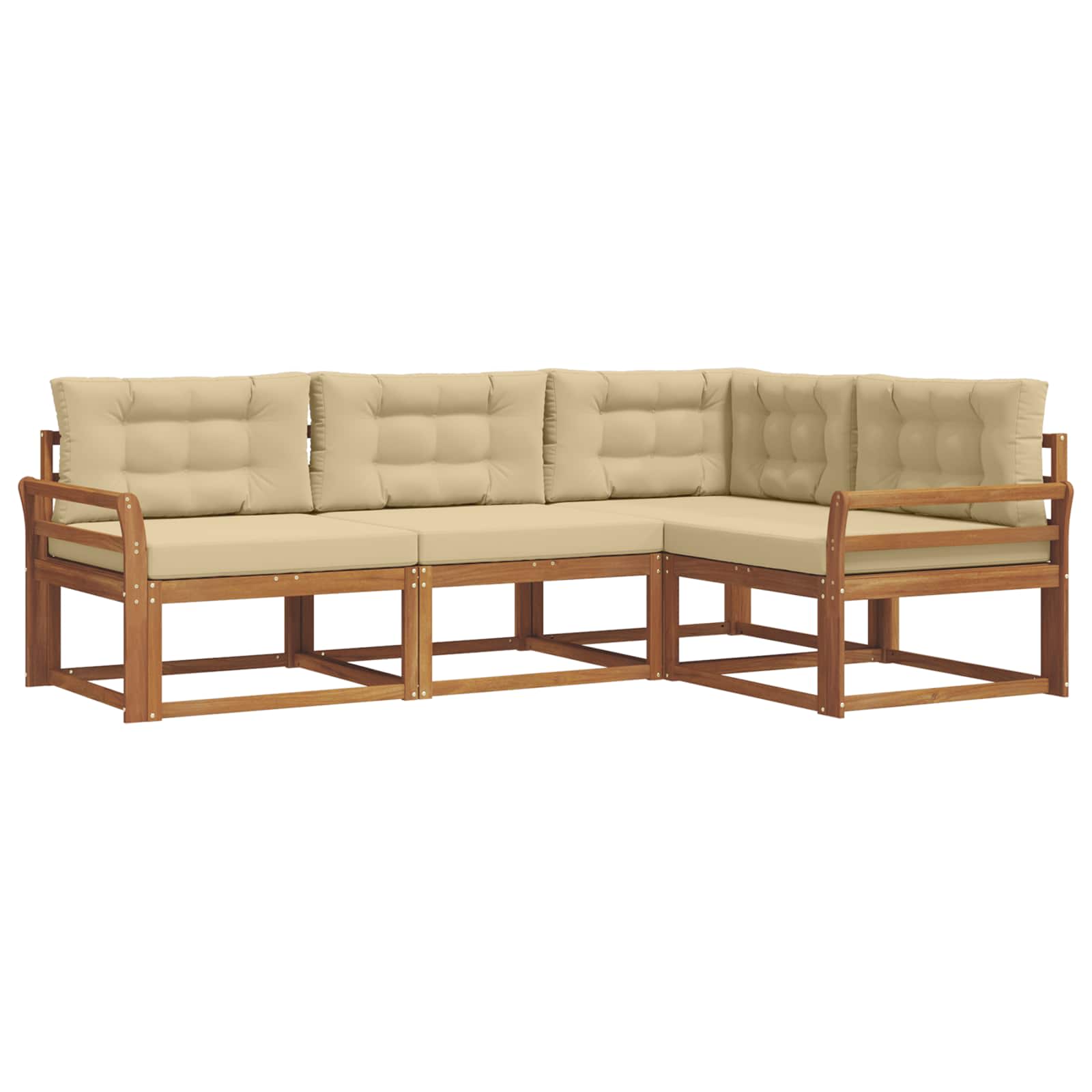 Set vanjskih sofa s jastukom 4 pcs Prirodna i bež