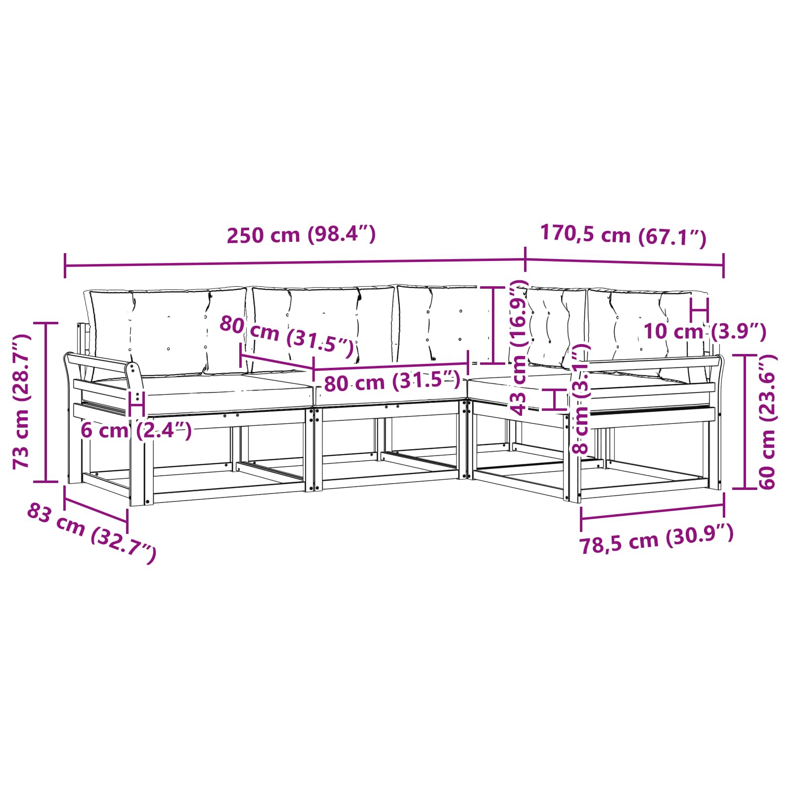 Set vanjskih sofa s jastukom 4 pcs Prirodna i bež