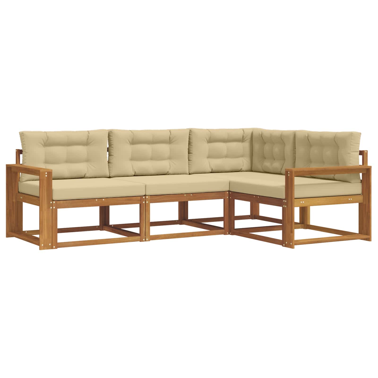 Set vanjskih sofa s jastukom 4 pcs Prirodna i bež