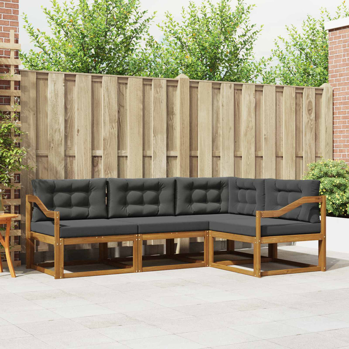 Set vanjskih sofa 4 kom. Prirodna i antracit Smeđa 245,5 x 166,5 x 73 cm