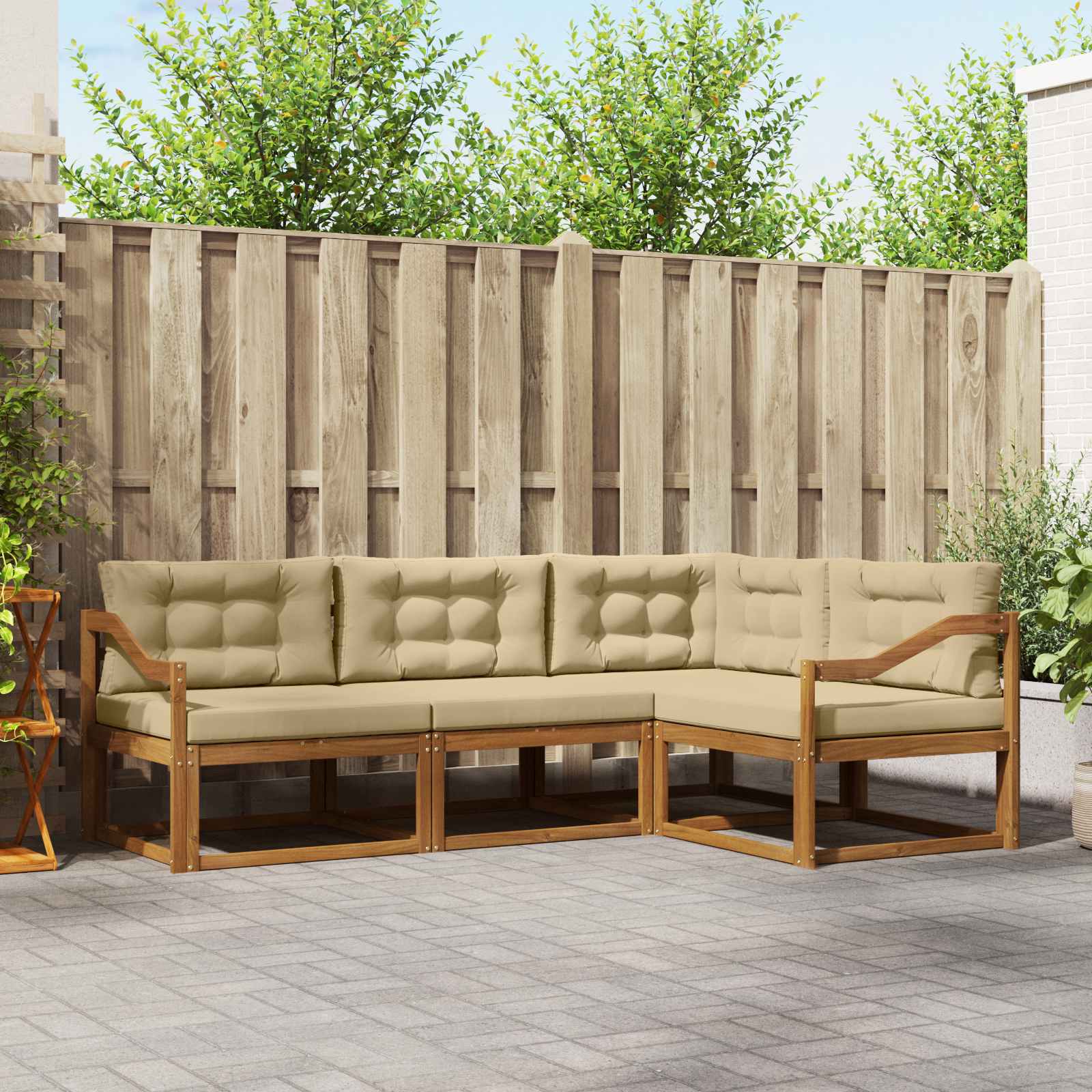 Set vanjskih sofa s jastukom 4 pcs Prirodna i bež