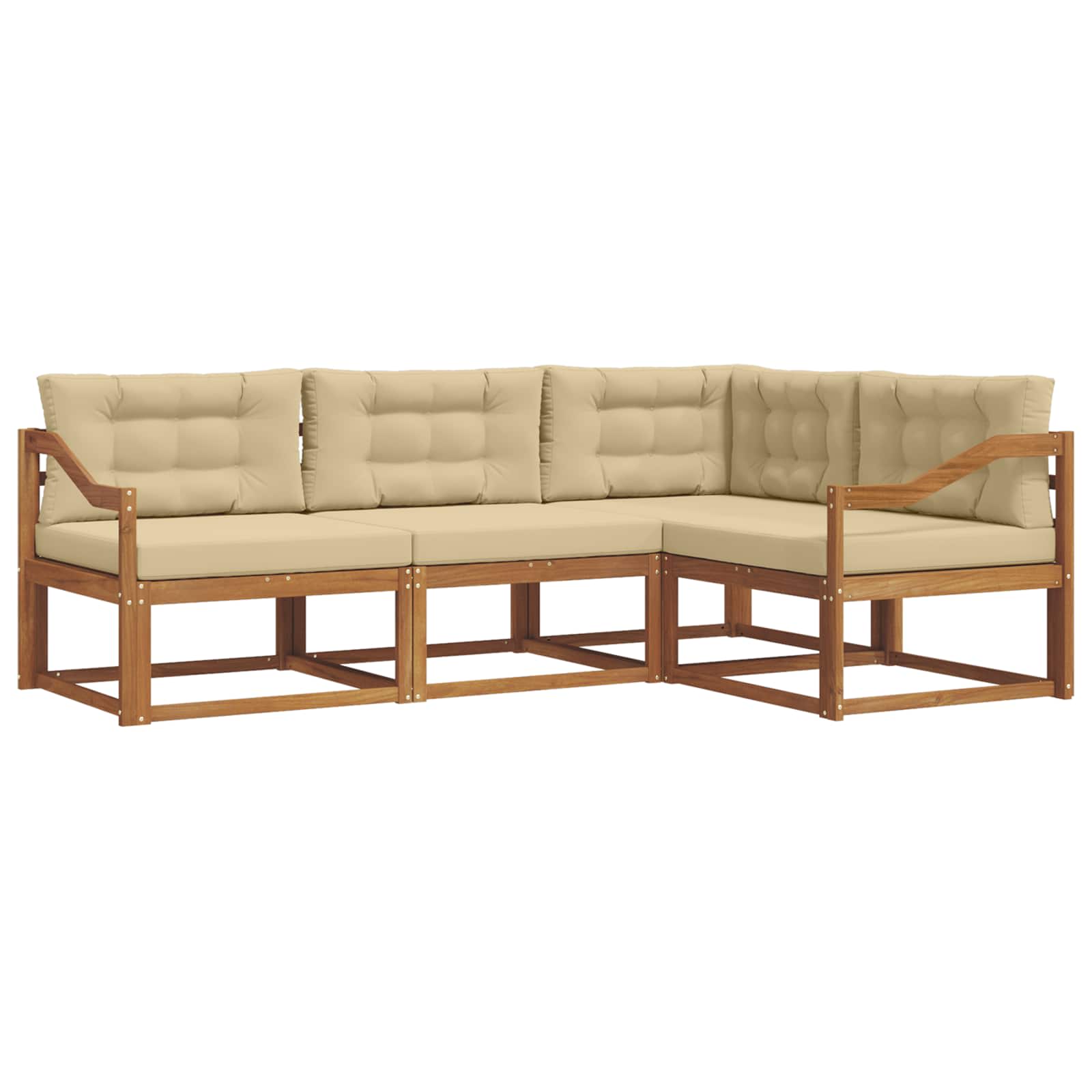 Set vanjskih sofa s jastukom 4 pcs Prirodna i bež