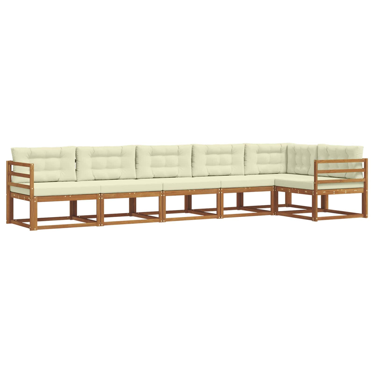 Set vanjskih sofa 6 kom. Prirodna i krem Smeđa 404 x 166,5 x 73 cm