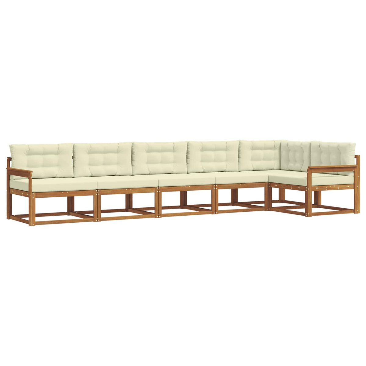 Set vanjskih sofa 6 kom. Prirodna i krem Smeđa 406 x 168,5 x 73 cm
