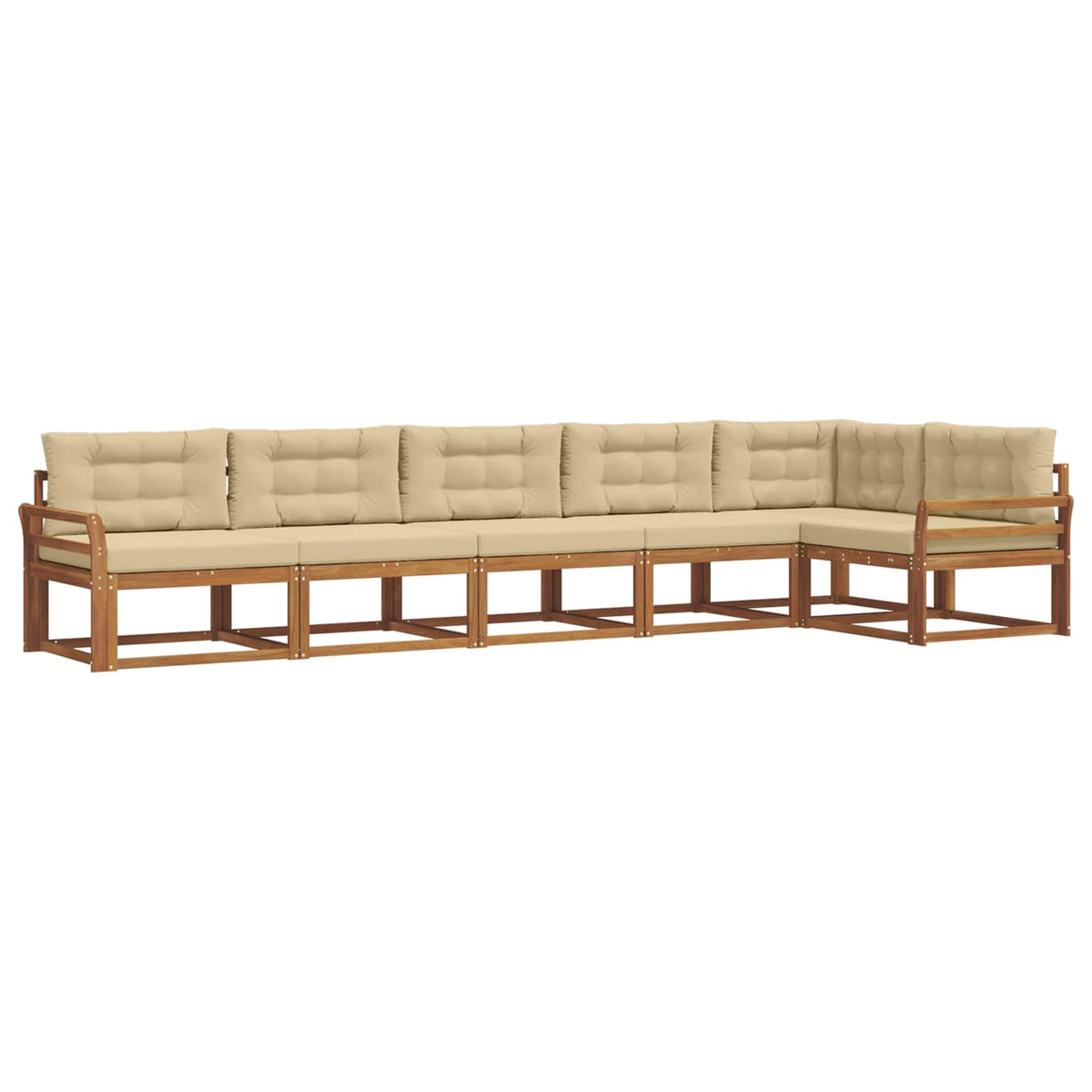 Set vanjskih sofa 6 kom. Prirodna i bež Smeđa 408 x 170,5 x 73 cm
