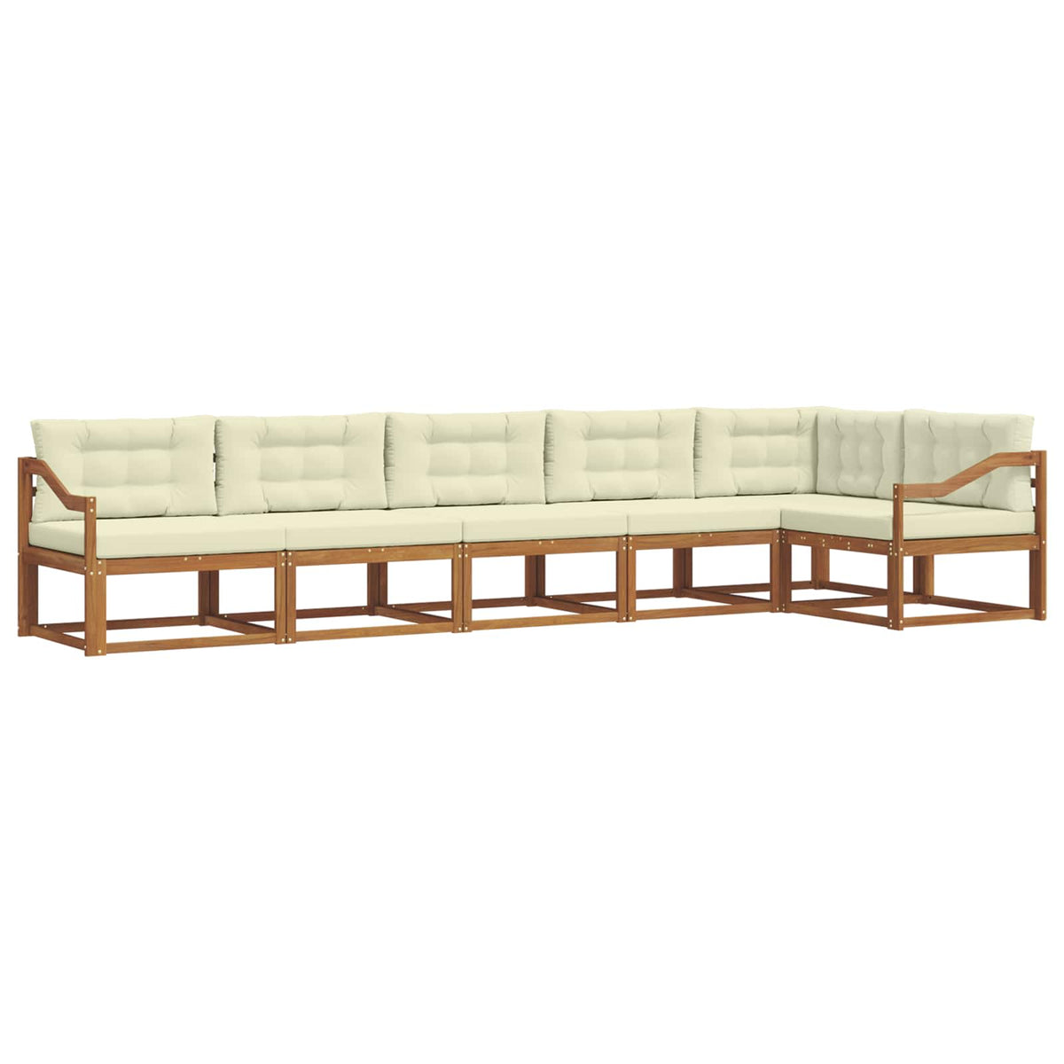Set vanjskih sofa 6 kom. Prirodna i krem Smeđa 404 x 166,5 x 73 cm