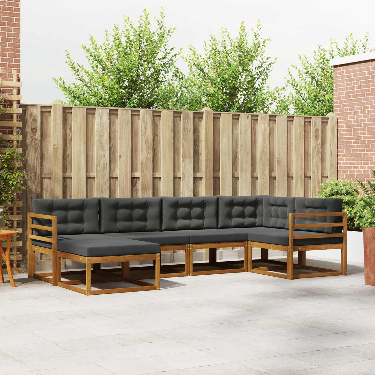 Set vanjskih sofa 6 kom. Prirodna i antracit Smeđa 325 x 166,5 x 73 cm