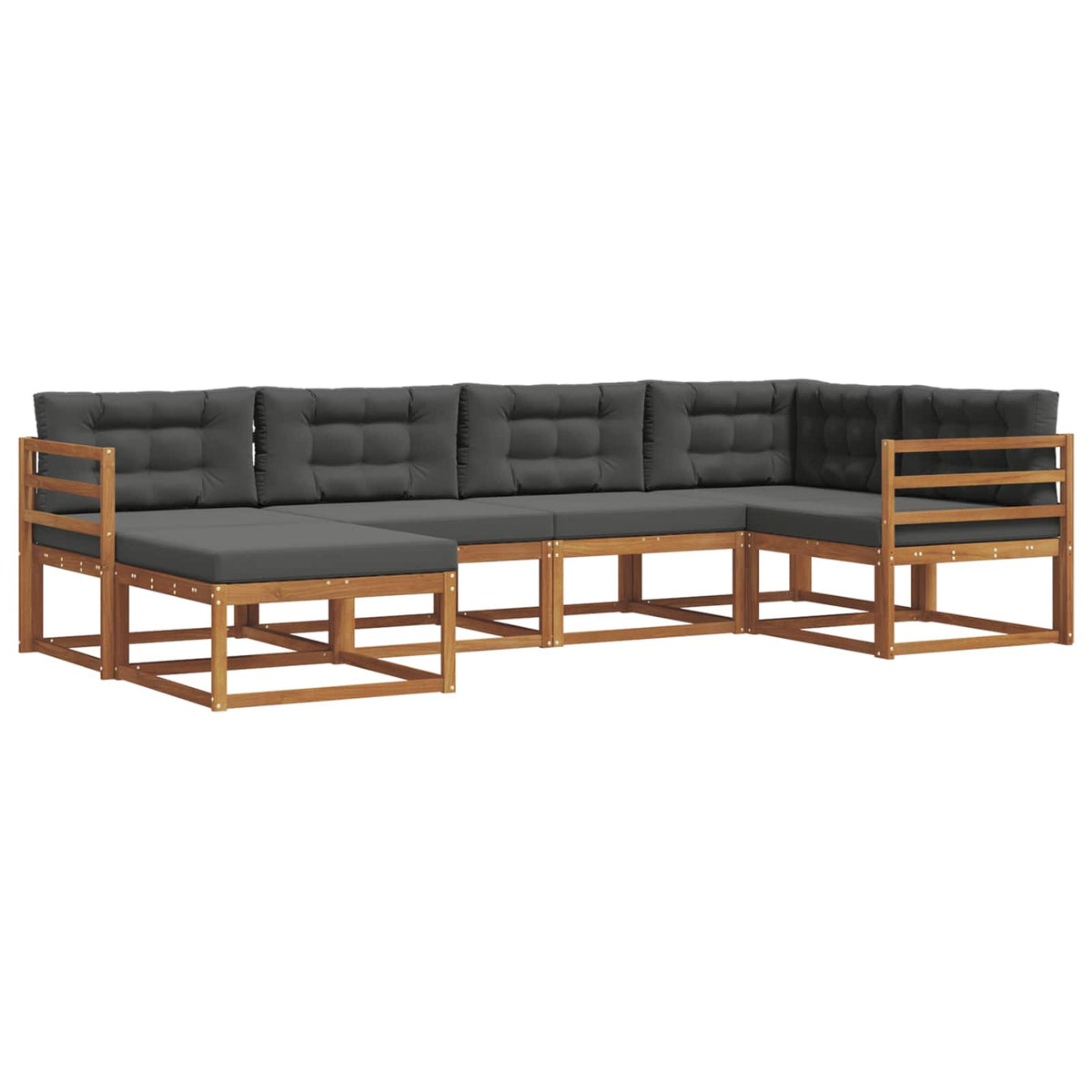 Set vanjskih sofa 6 kom. Prirodna i antracit Smeđa 325 x 166,5 x 73 cm