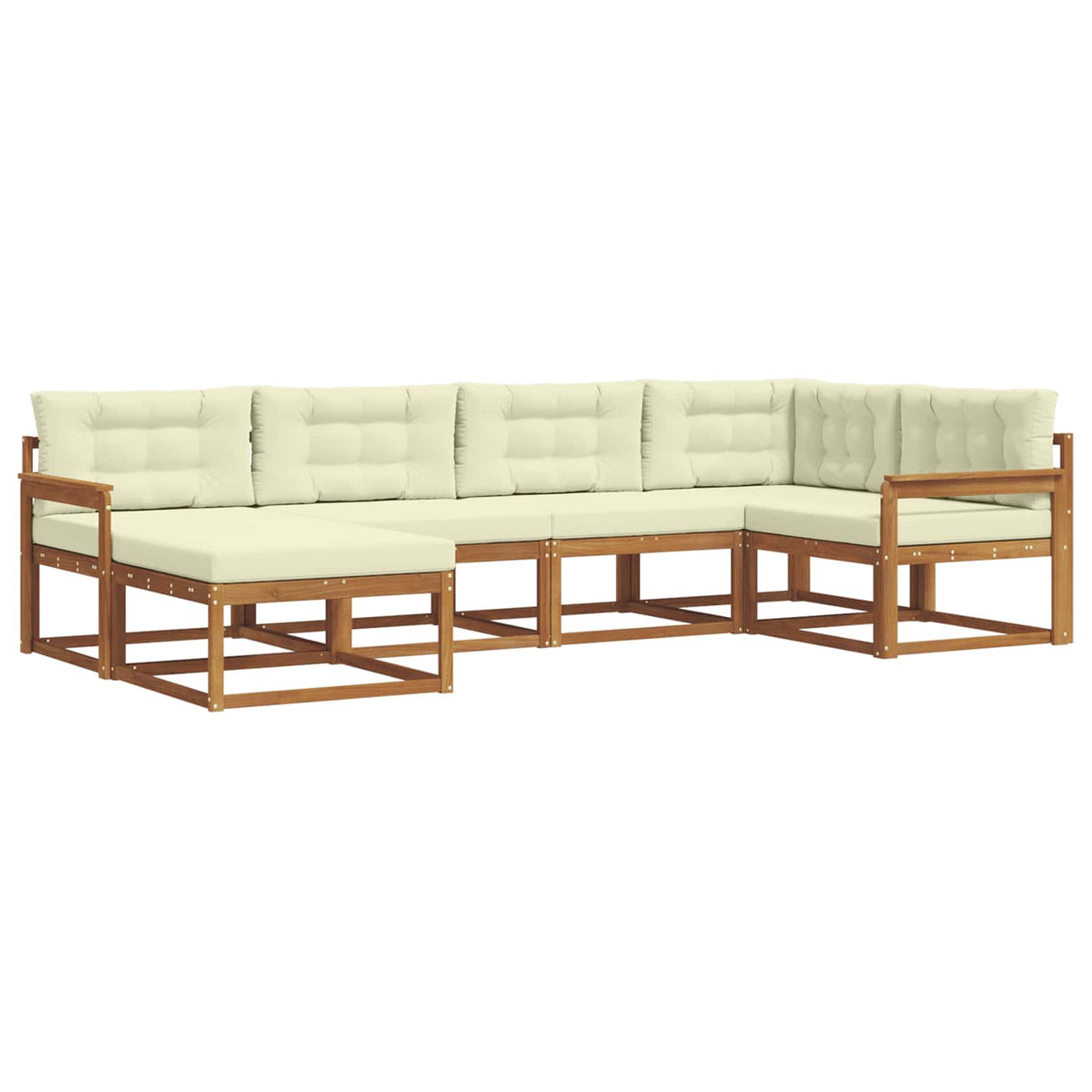 Set vanjskih sofa 6 kom. Prirodna i krem Smeđa 327 x 168,5 x 73 cm